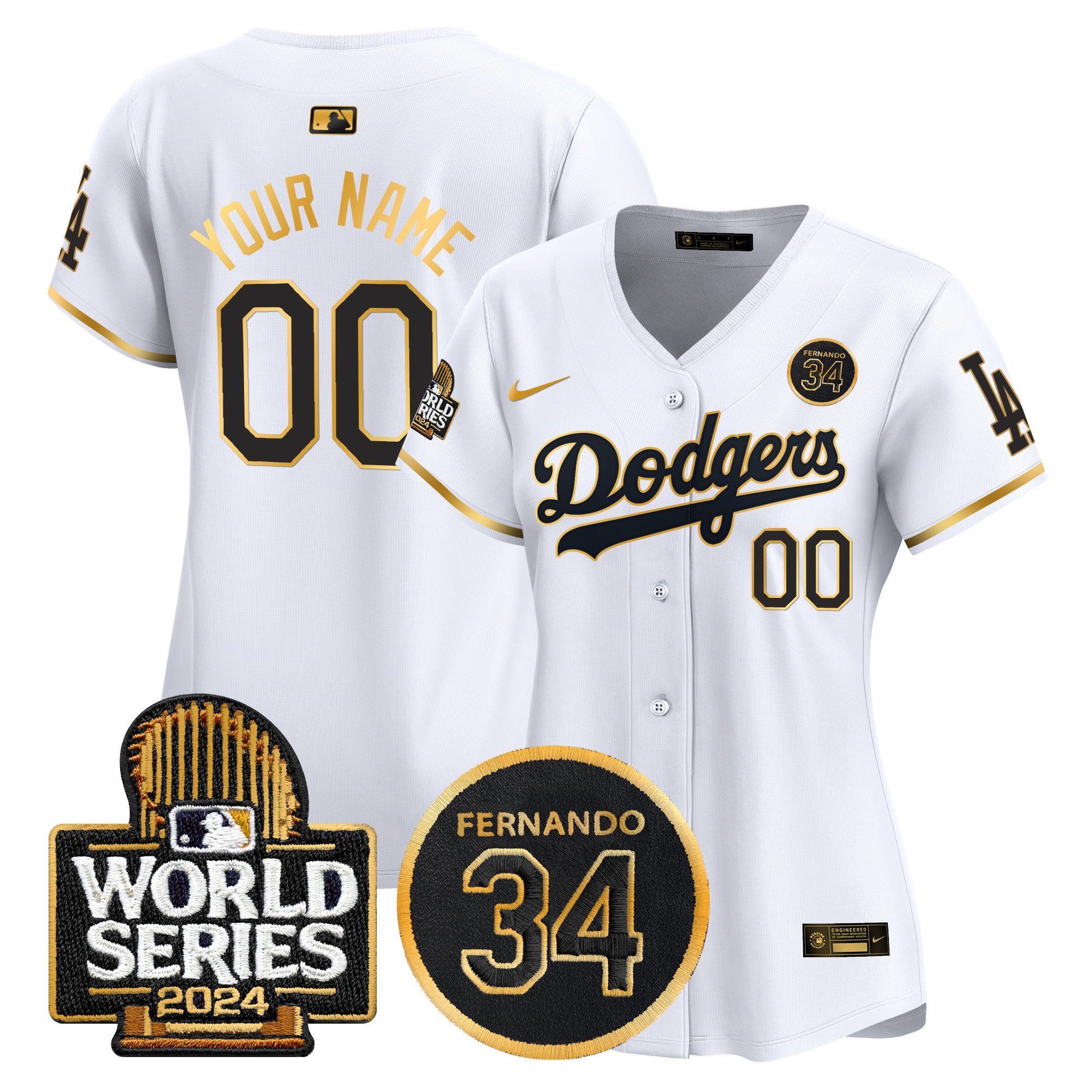 Dodgers Fernando Valenzuela Memorial & 2024 World Series Patch Vapor Premier Limited Custom Jersey - All Stitched