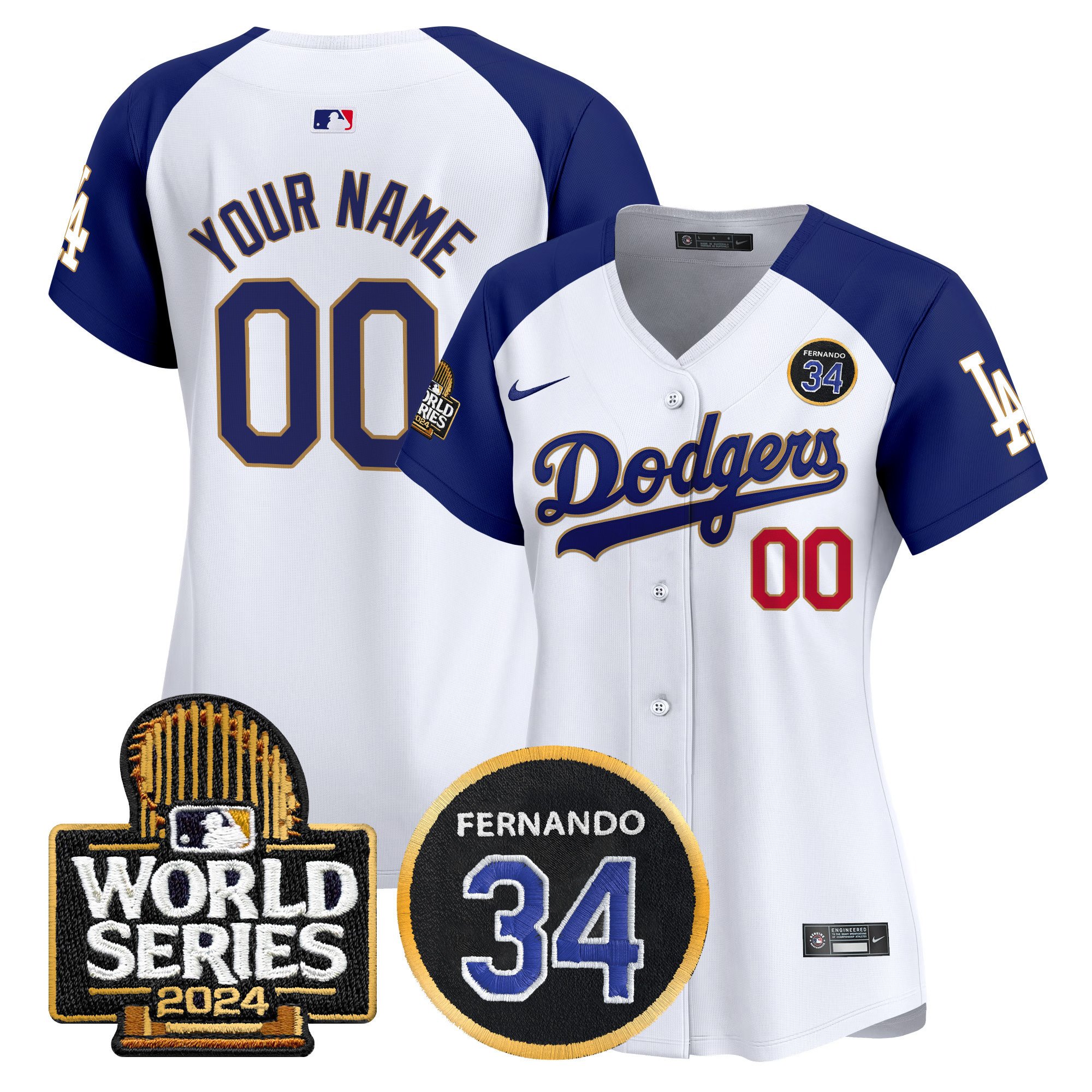 Dodgers Fernando Valenzuela Memorial & 2024 World Series Patch Vapor Premier Limited Custom Jersey - All Stitched