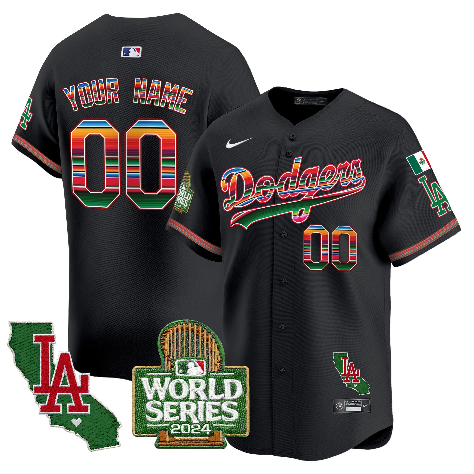 Dodgers Mexico 2024 World Series Vapor Premier Limited Custom Jersey - All Stitched