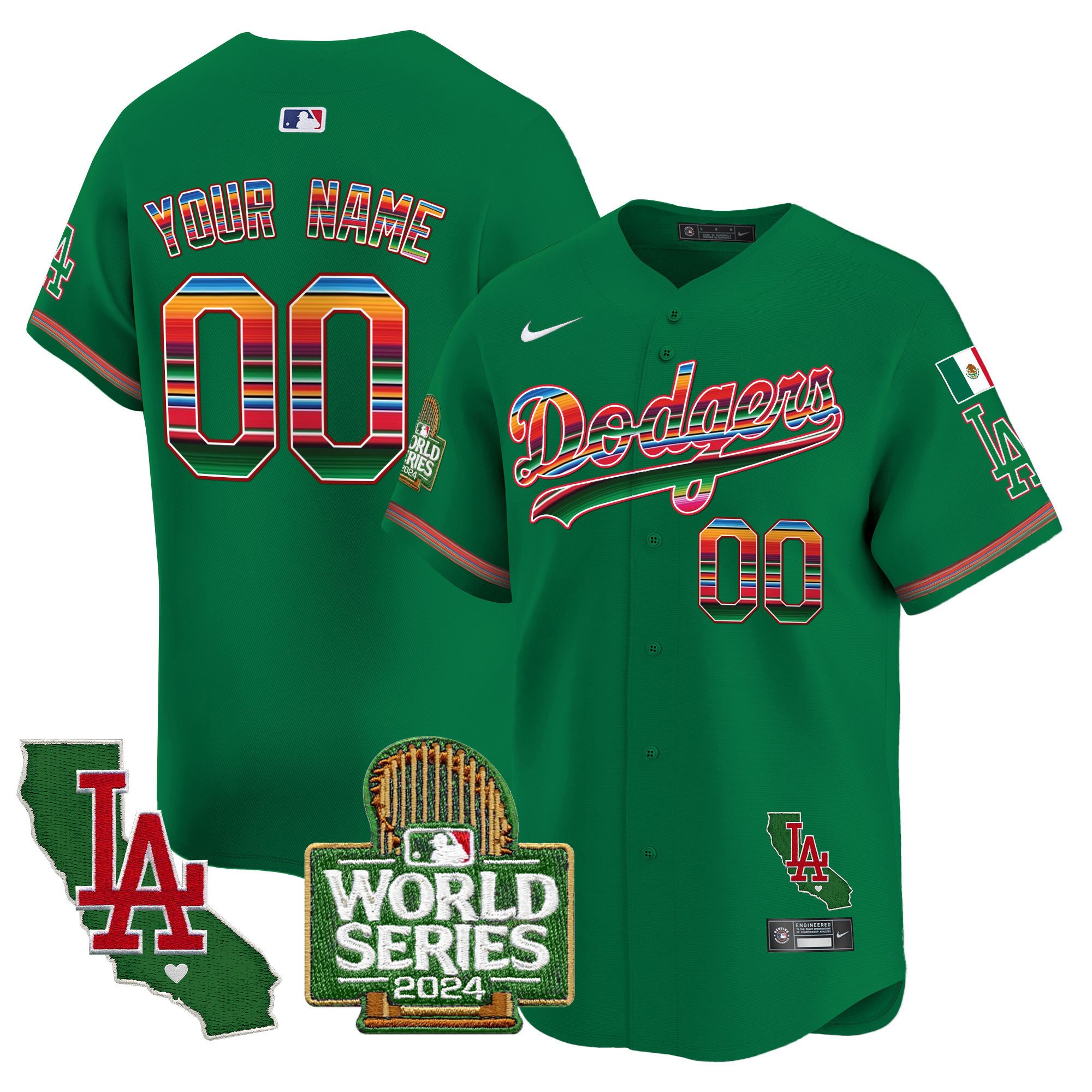 Dodgers Mexico 2024 World Series Vapor Premier Limited Custom Jersey - All Stitched