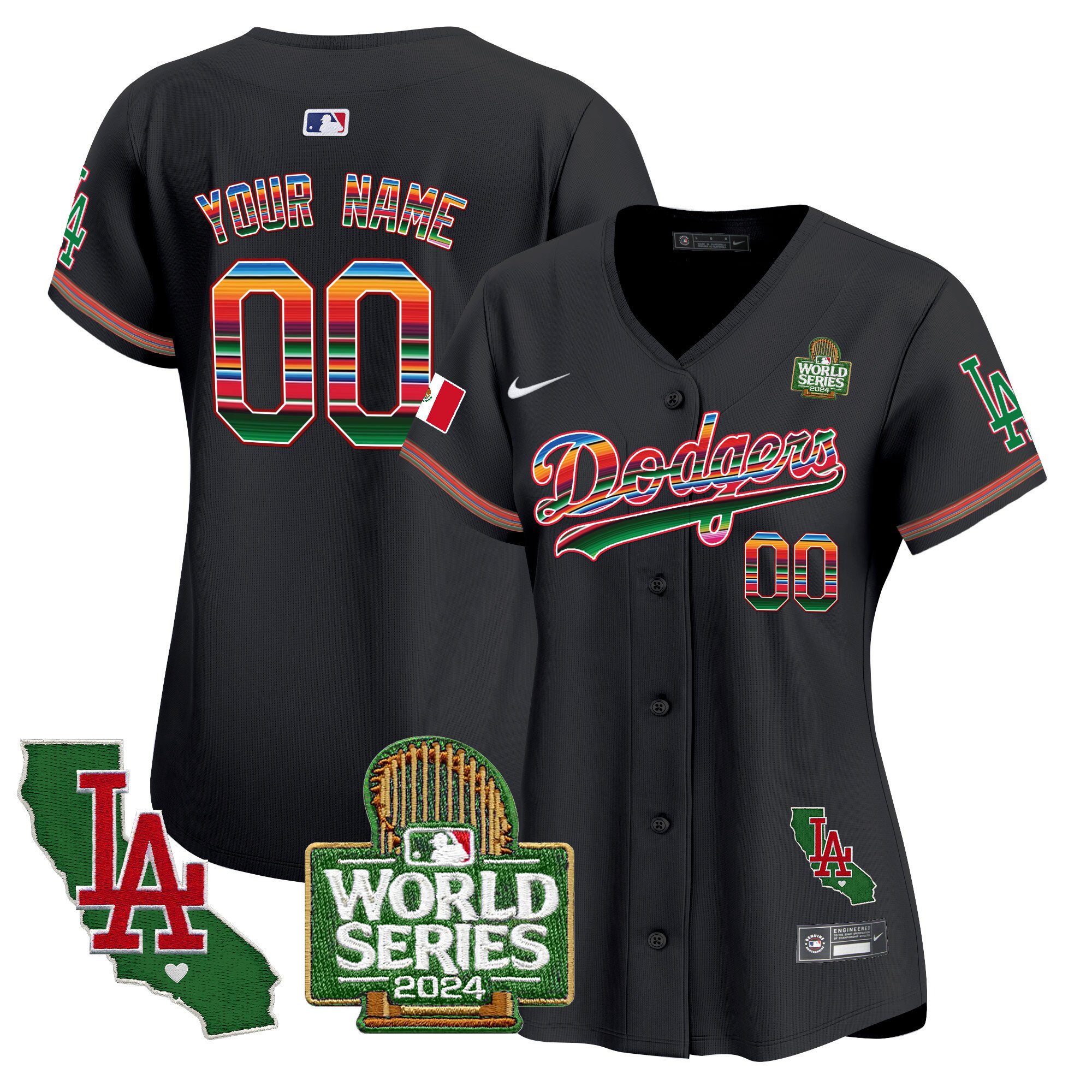 Dodgers Mexico 2024 World Series Vapor Premier Limited Custom Jersey V2 - All Stitched