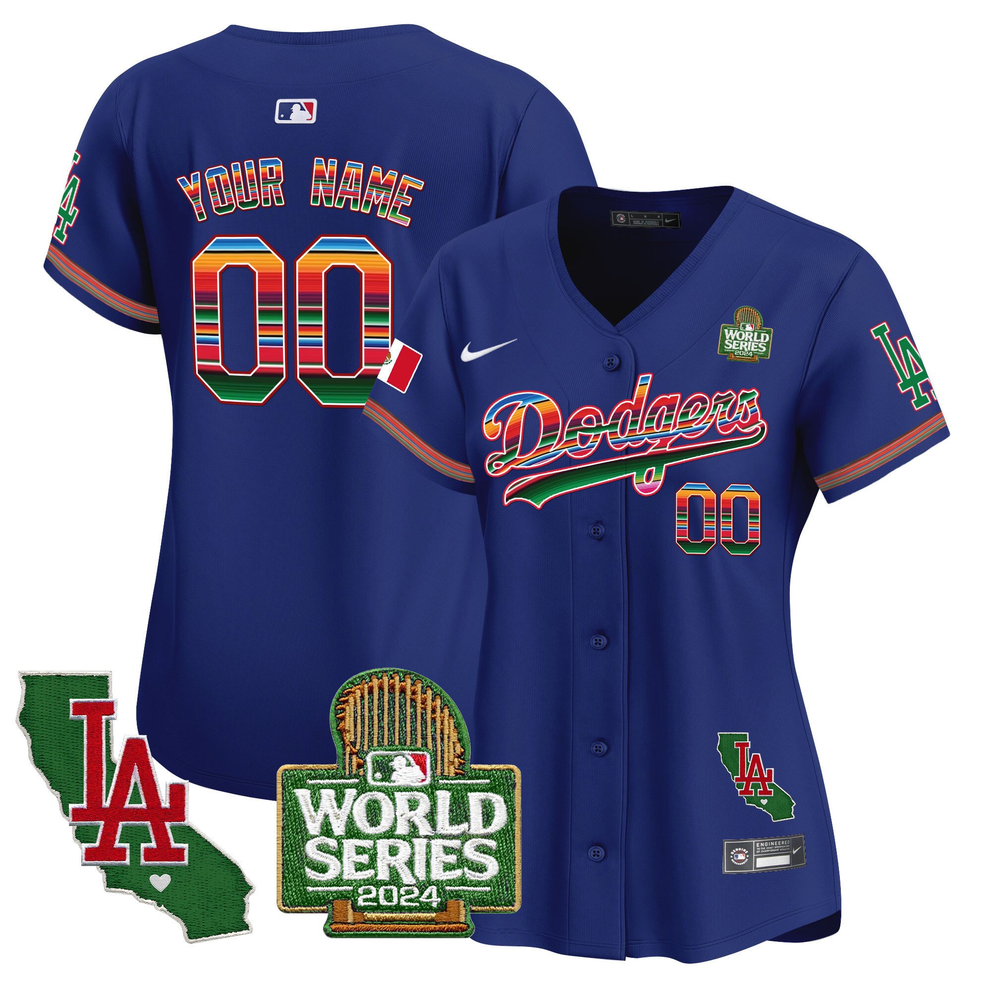 Dodgers Mexico 2024 World Series Vapor Premier Limited Custom Jersey V2 - All Stitched