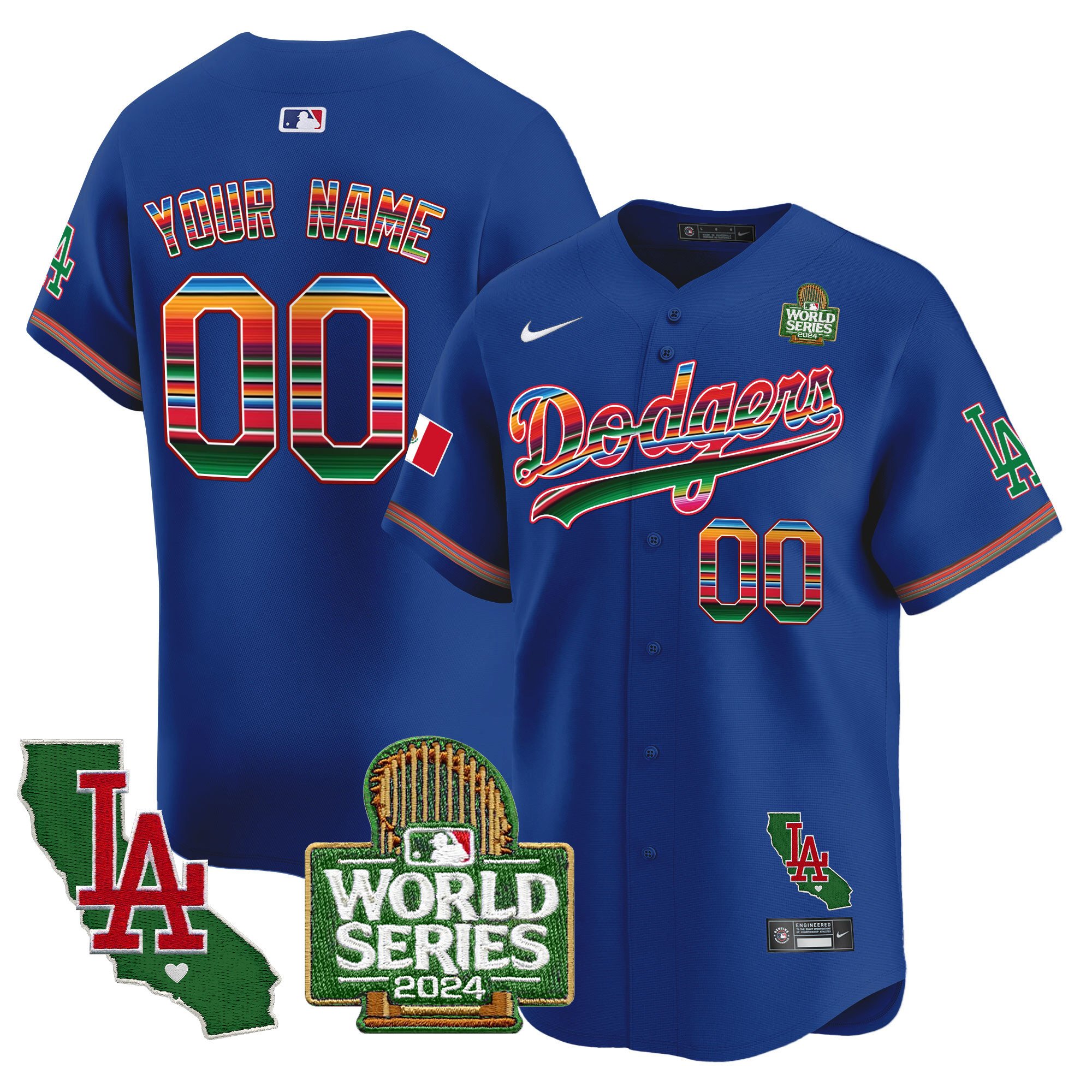 Dodgers Mexico 2024 World Series Vapor Premier Limited Custom Jersey V2 - All Stitched