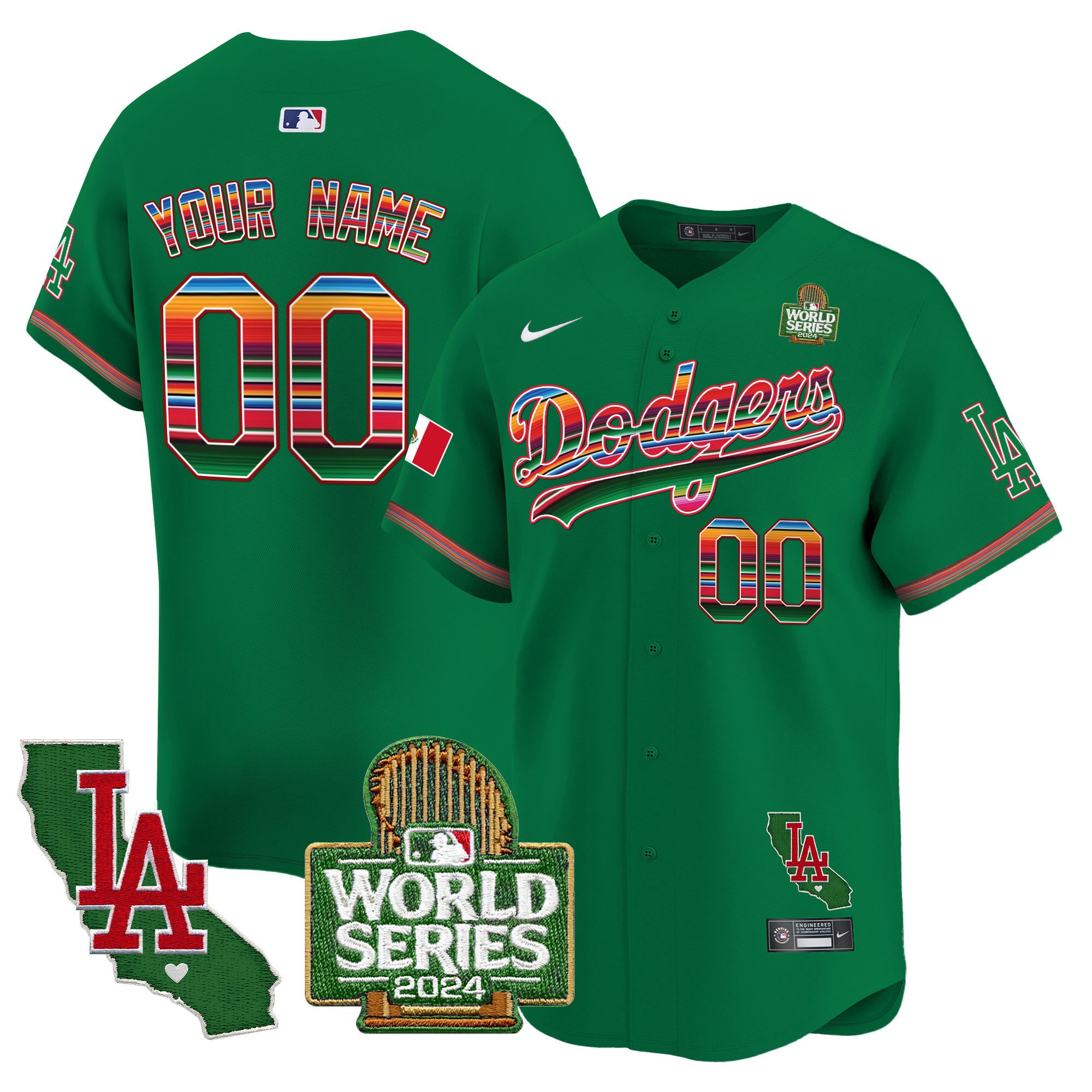 Dodgers Mexico 2024 World Series Vapor Premier Limited Custom Jersey V2 - All Stitched