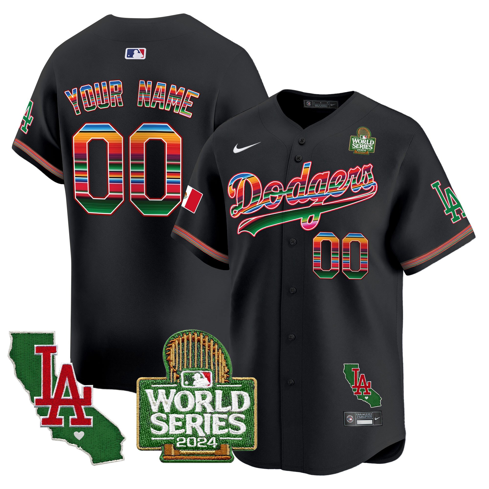 Dodgers Mexico 2024 World Series Vapor Premier Limited Custom Jersey V2 - All Stitched