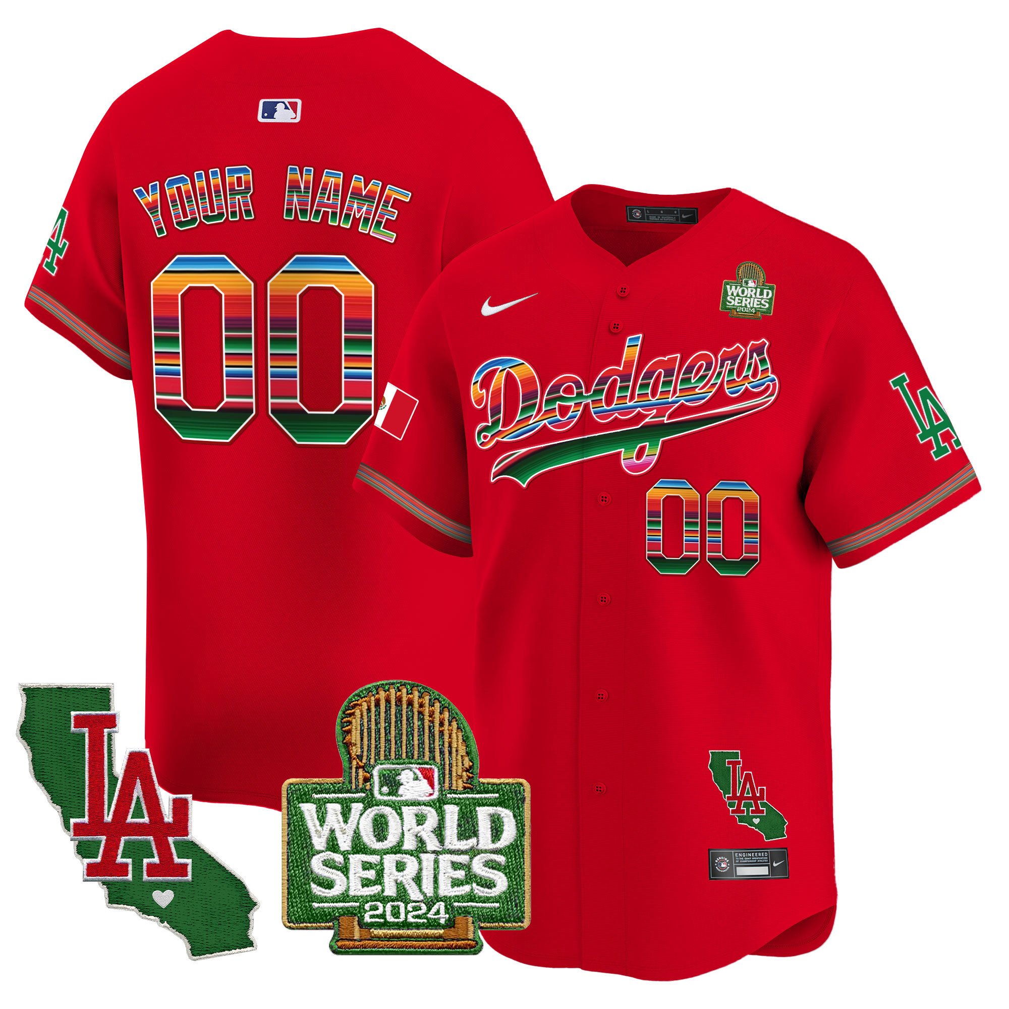 Dodgers Mexico 2024 World Series Vapor Premier Limited Custom Jersey V2 - All Stitched