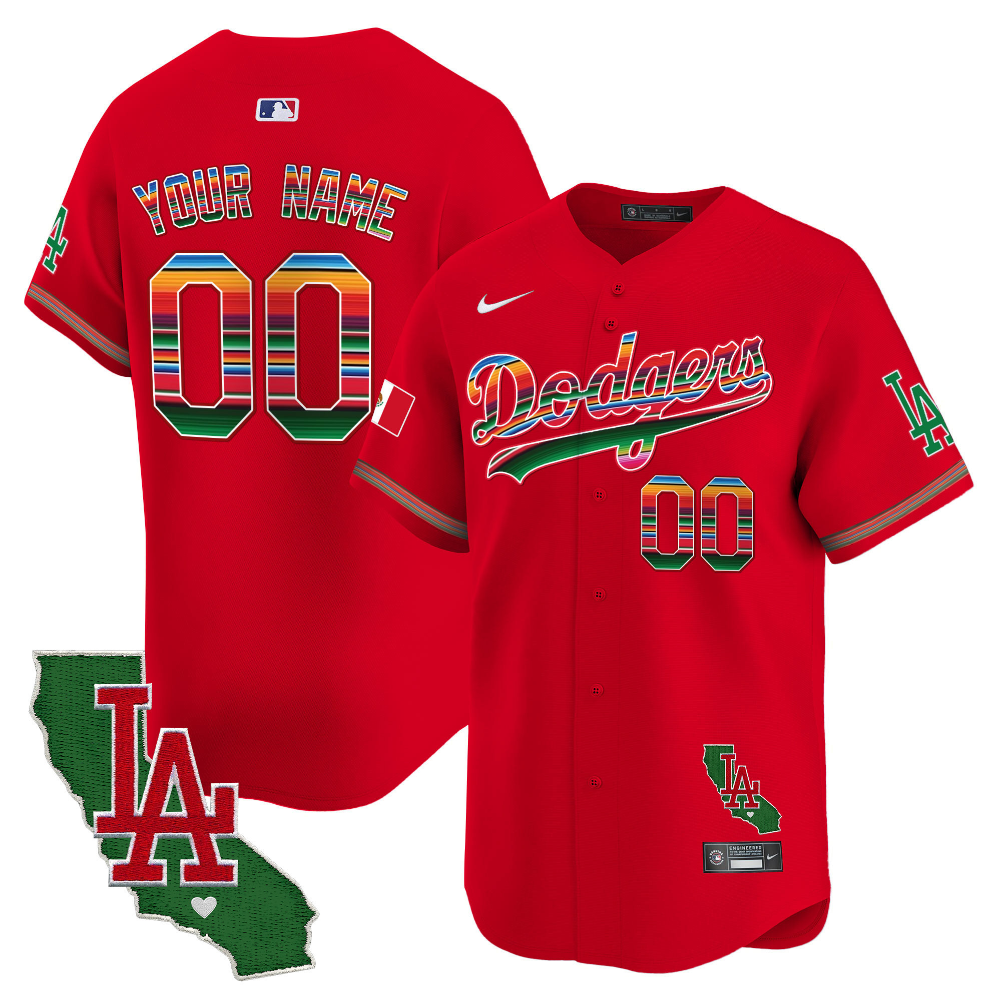 Dodgers Mexico California Patch Vapor Premier Limited Custom Jersey - All Stitched