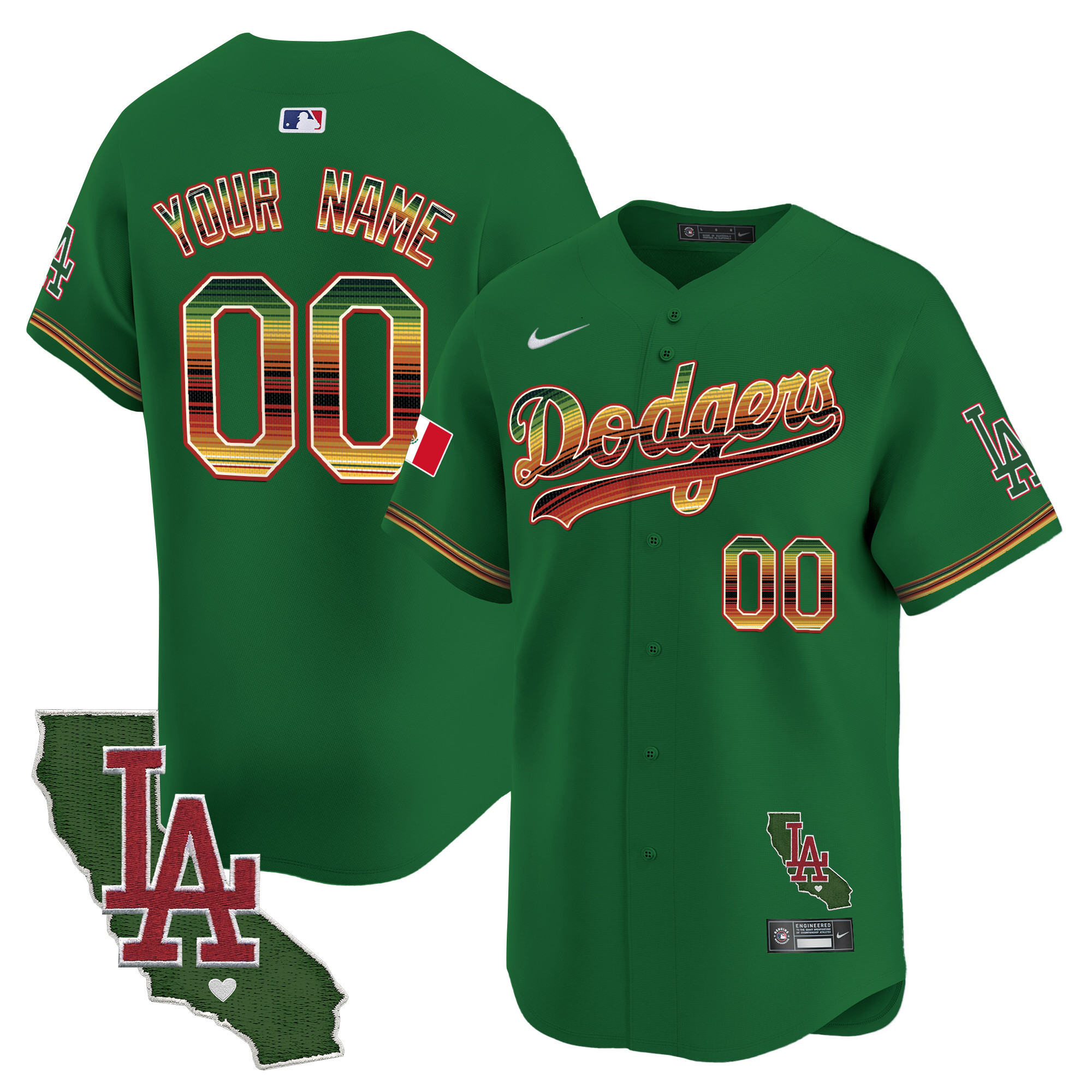 Dodgers Mexico Traditional Style Vapor Premier Limited Custom Jersey - All Stitched