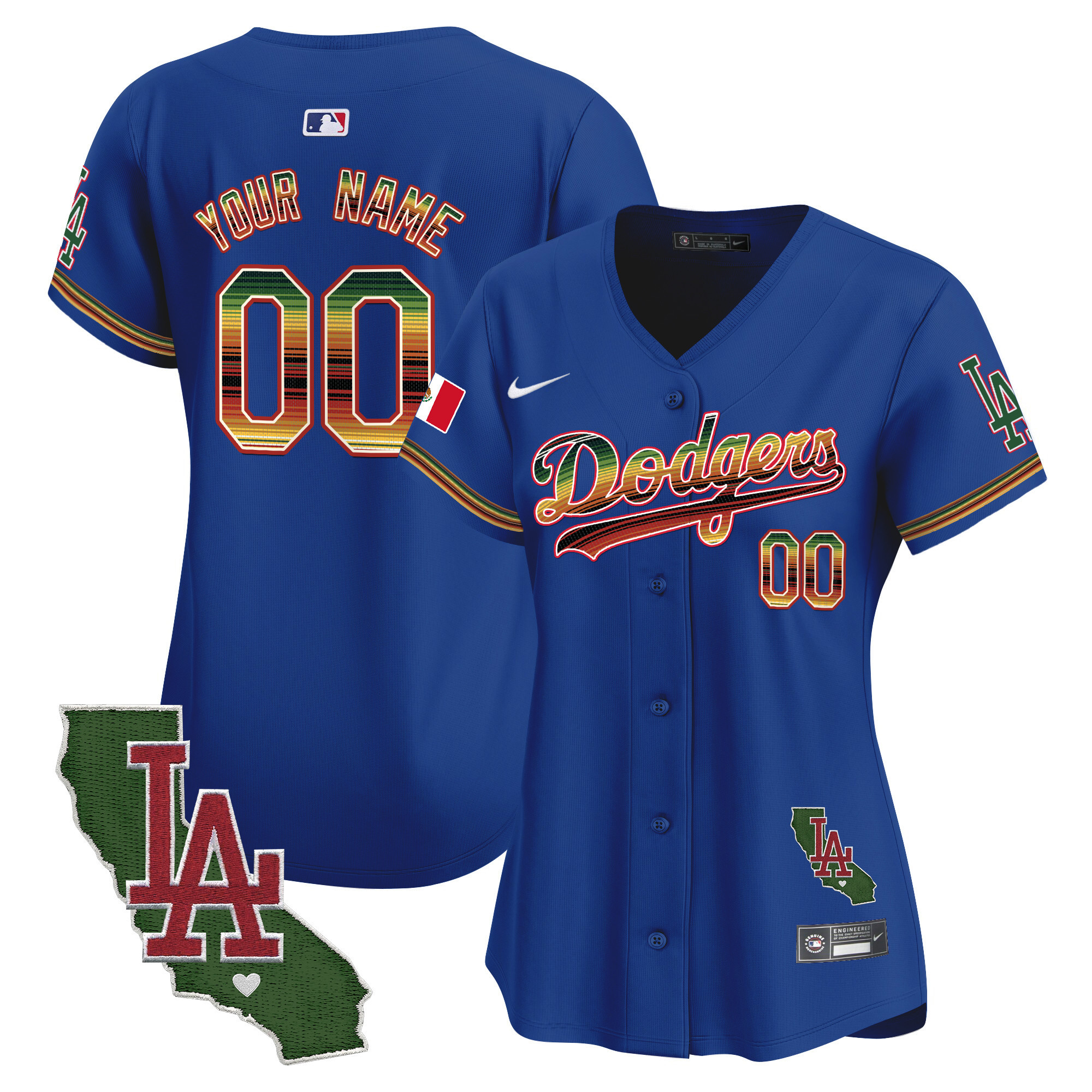 Dodgers Mexico Traditional Style Vapor Premier Limited Custom Jersey - All Stitched