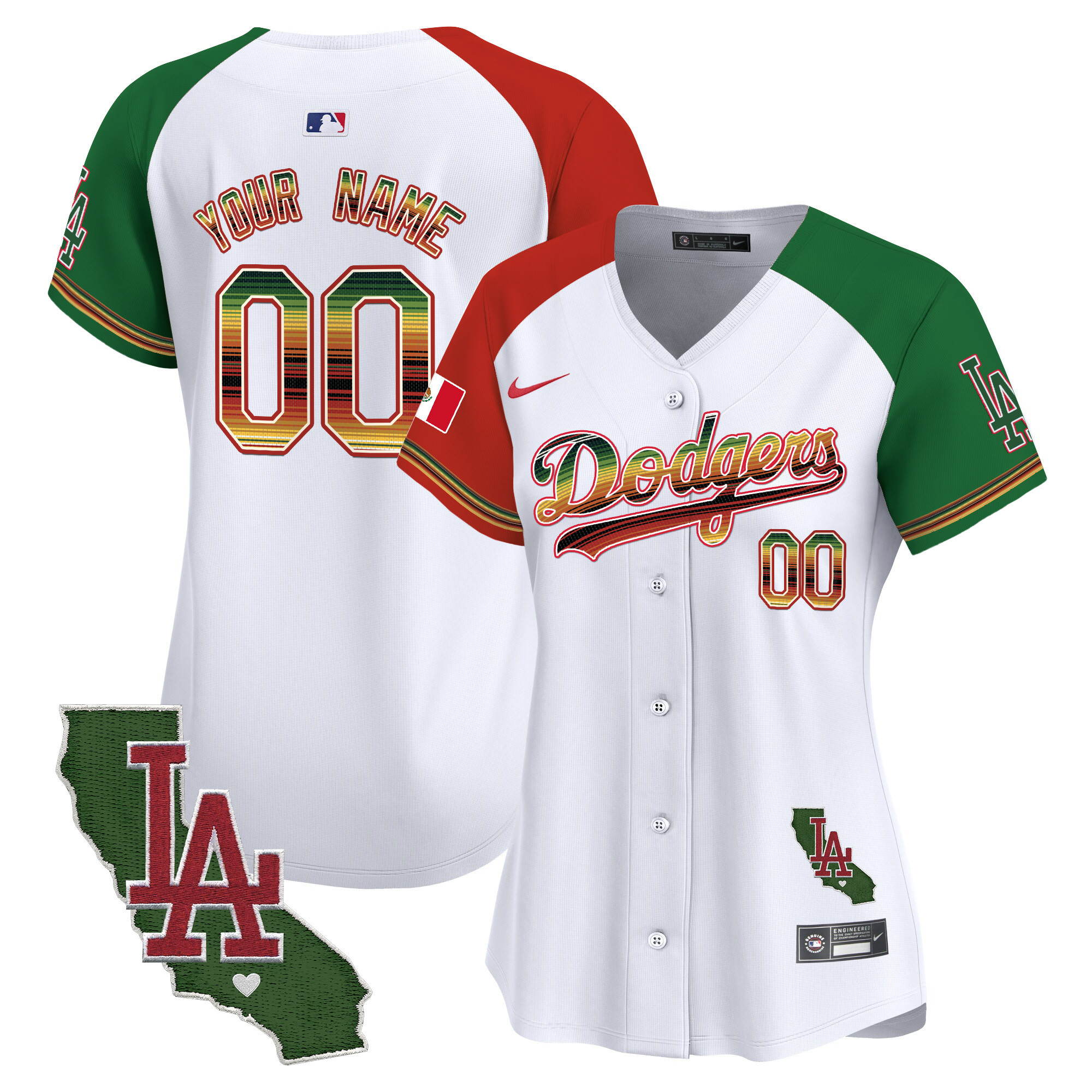 Dodgers Mexico Traditional Style Vapor Premier Limited Custom Jersey - All Stitched
