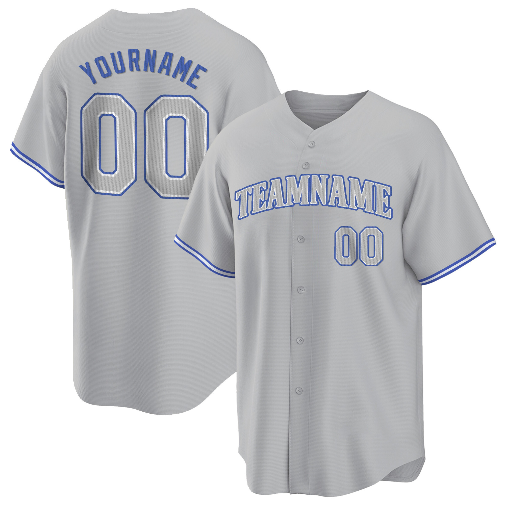 Gray - Gray Royal Custom Baseball Jersey