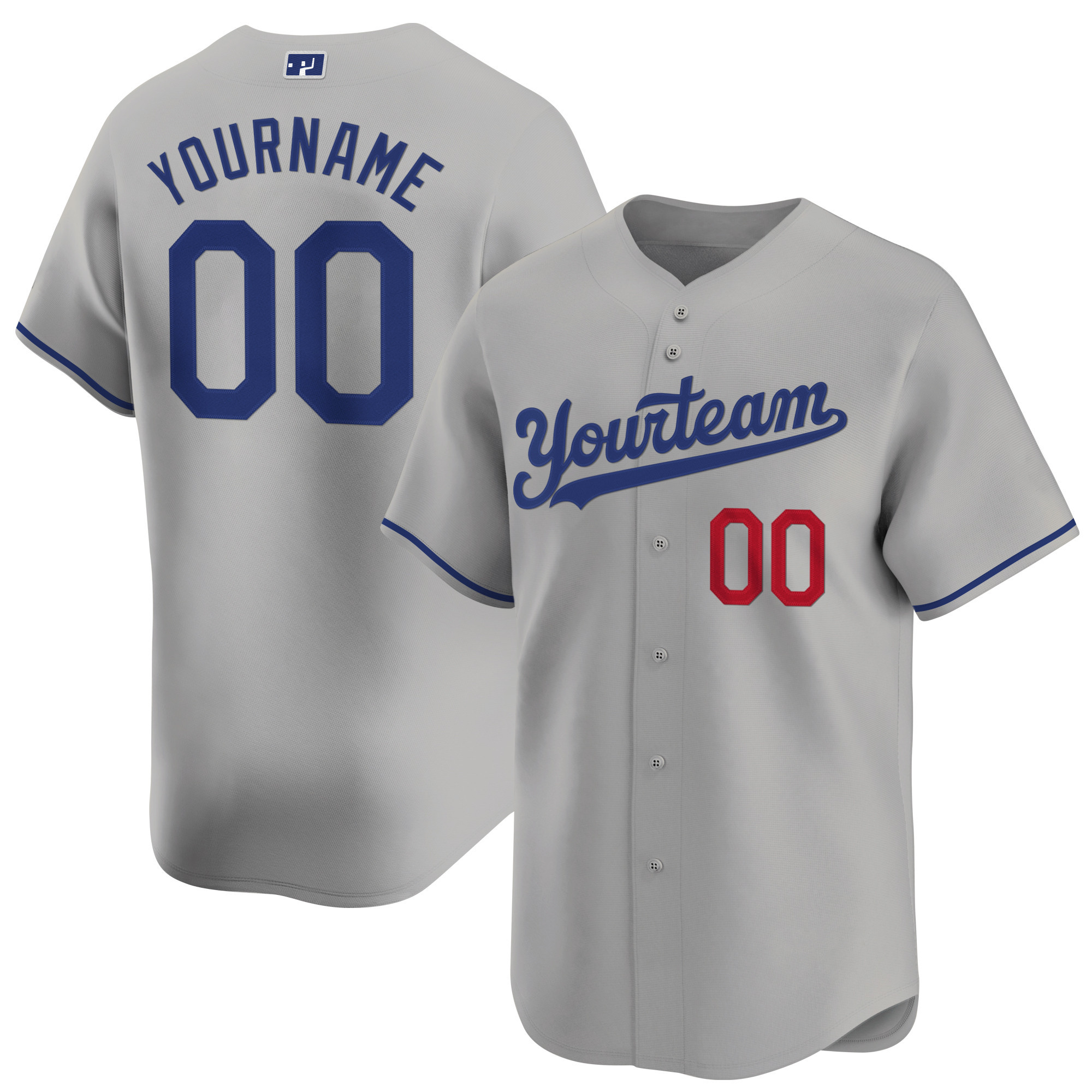 Gray Royal-Red Custom Baseball Jersey