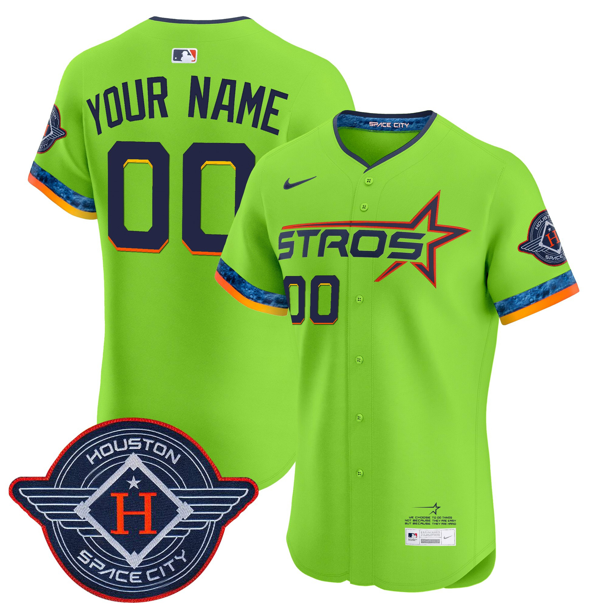 Green Houston Astros 2025 City Connect Vapor Premier Elite Custom Jersey - All Stitched
