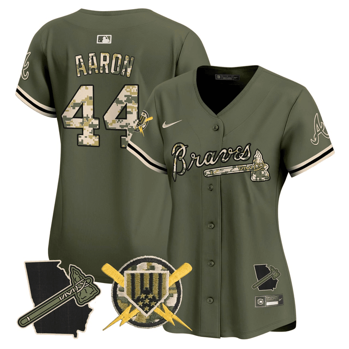Hank Aaron Atlanta Braves Armed Forces Day Vapor Premier Limited Jersey - All Stitched