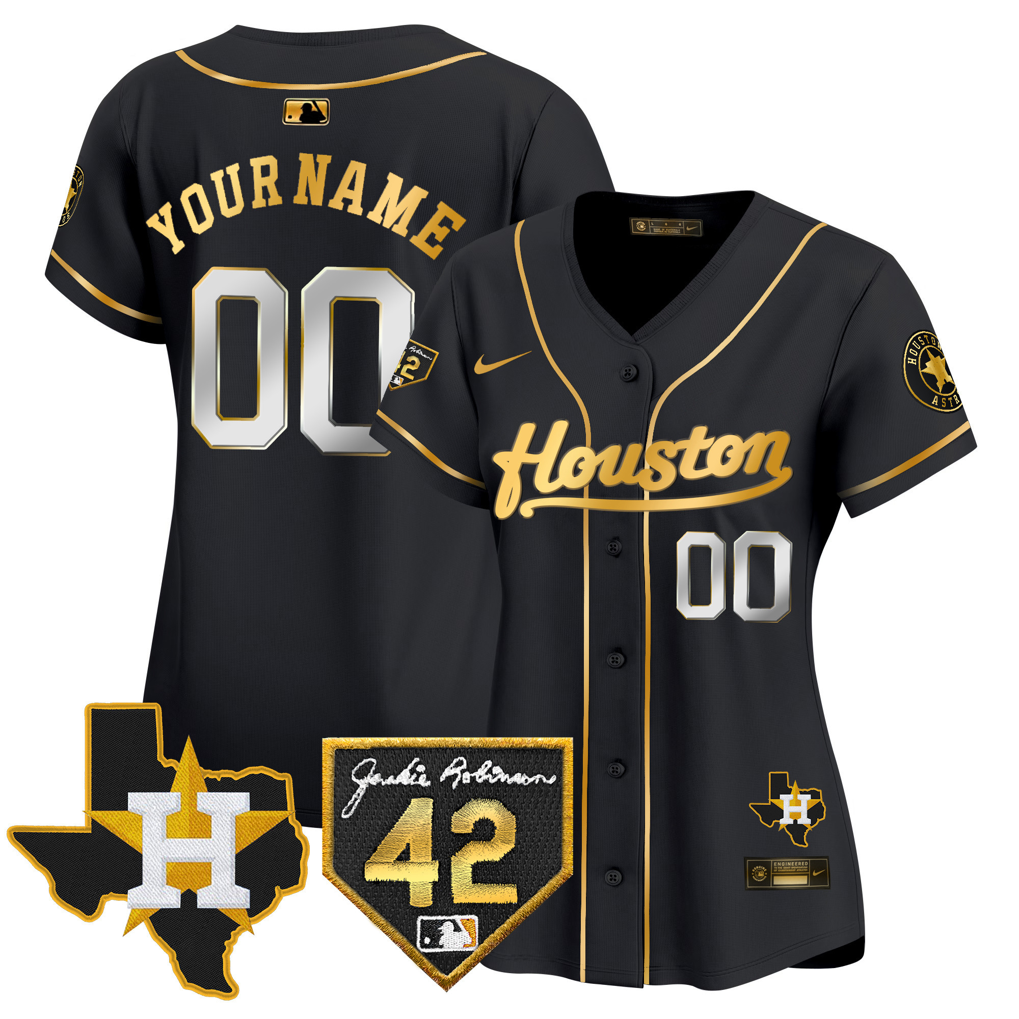 Houston Astros 2024 Jackie Robinson Patch Vapor Premier Limited Custom Jersey - All Stitched