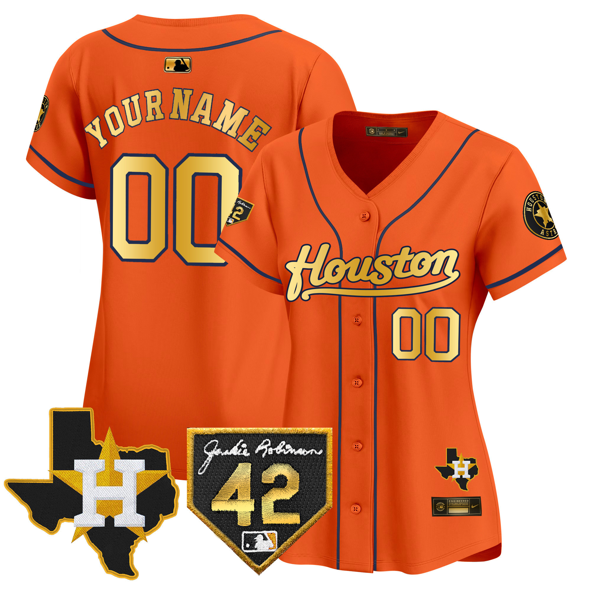 Houston Astros 2024 Jackie Robinson Patch Vapor Premier Limited Custom Jersey - All Stitched