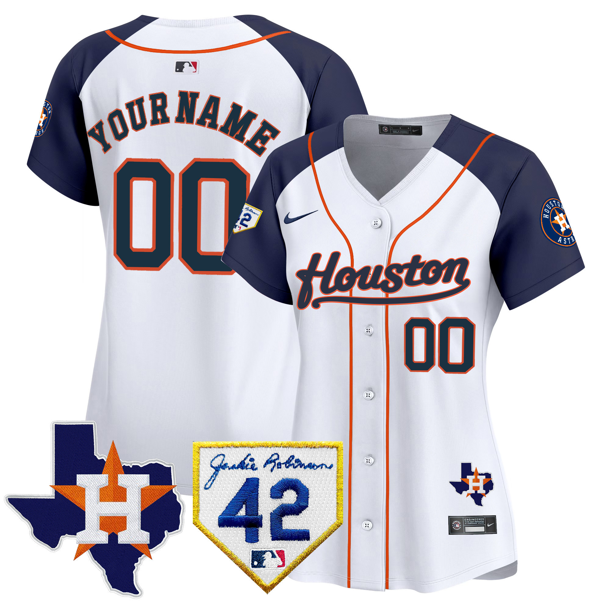 Houston Astros 2024 Jackie Robinson Patch Vapor Premier Limited Custom Jersey - All Stitched