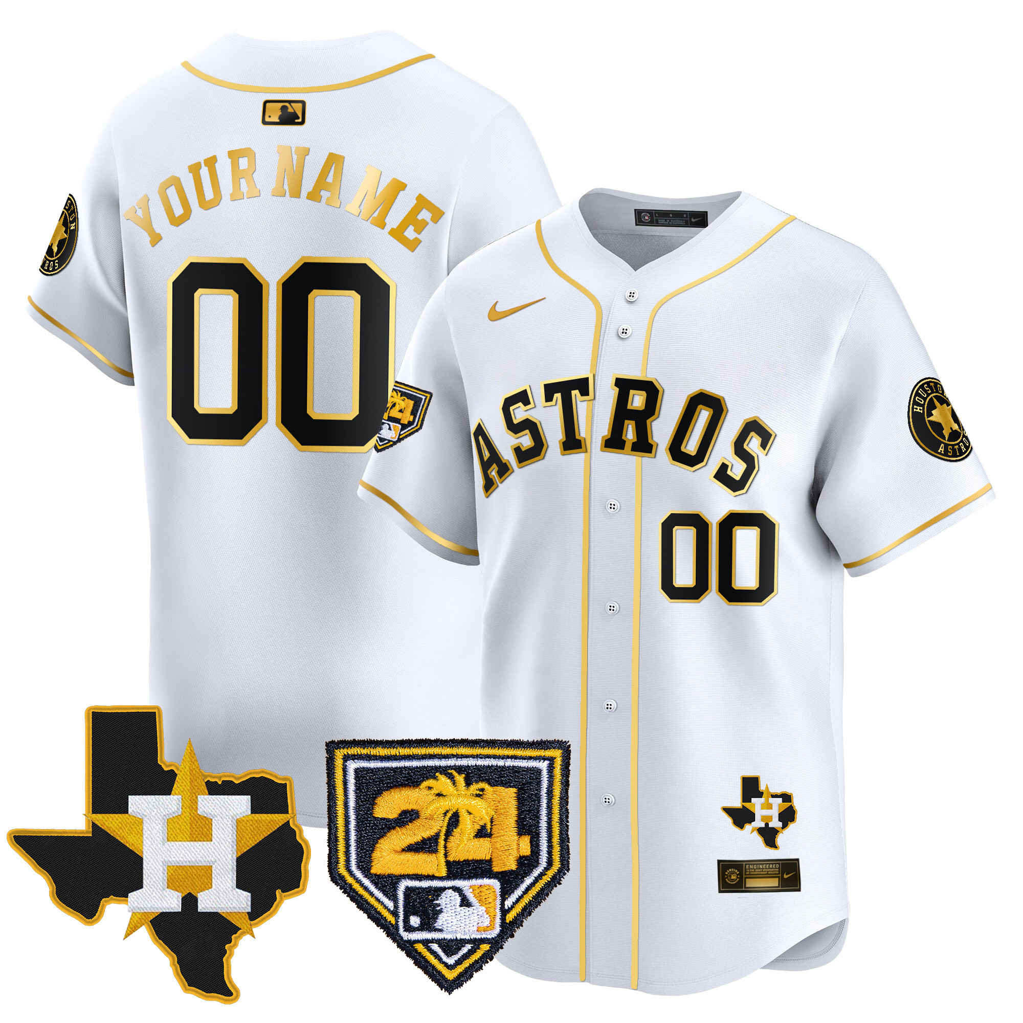 Houston Astros 2024 Spring Training & Texas Patch Vapor Premier Limited Custom Jersey - All Stitched