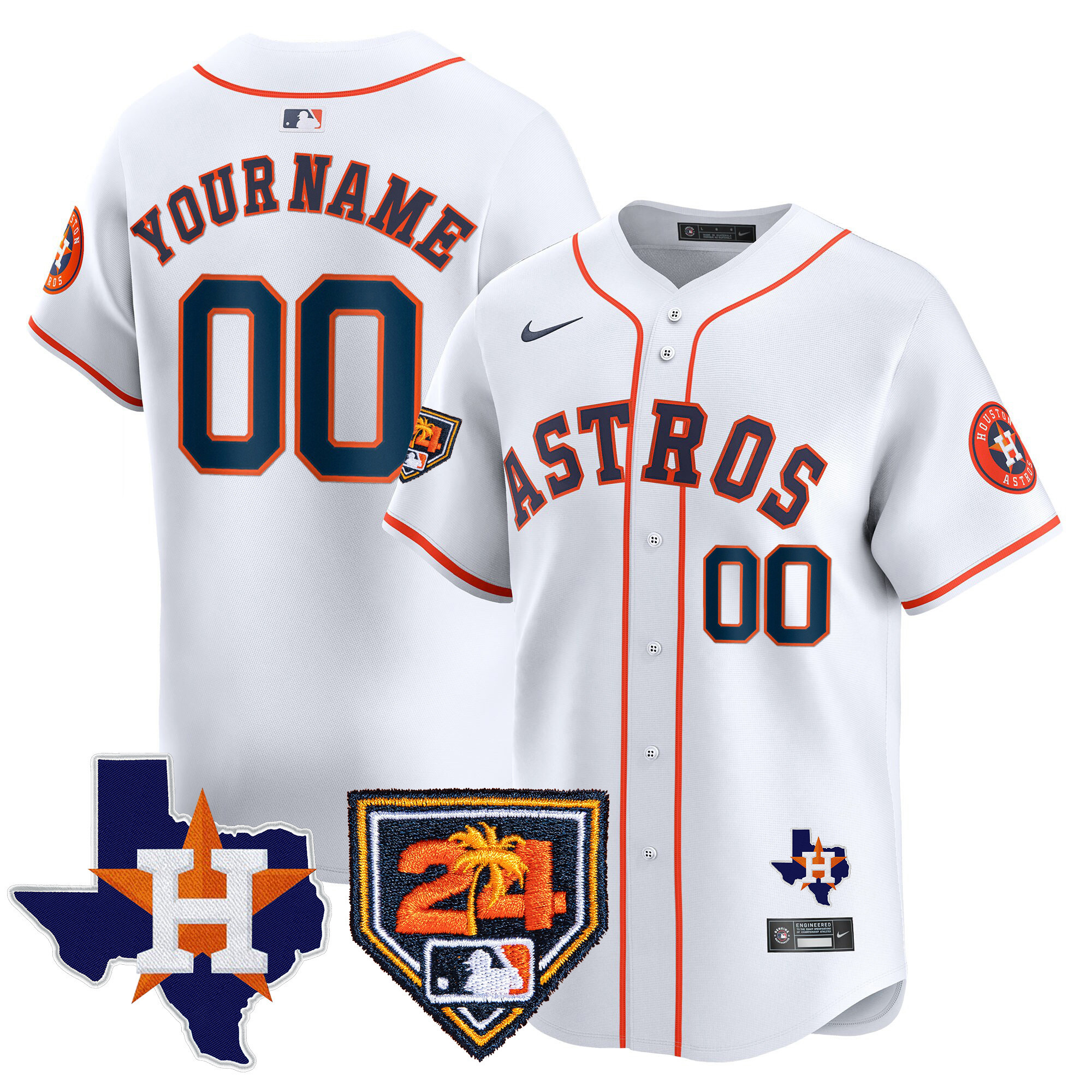 Houston Astros 2024 Spring Training & Texas Patch Vapor Premier Limited Custom Jersey - All Stitched
