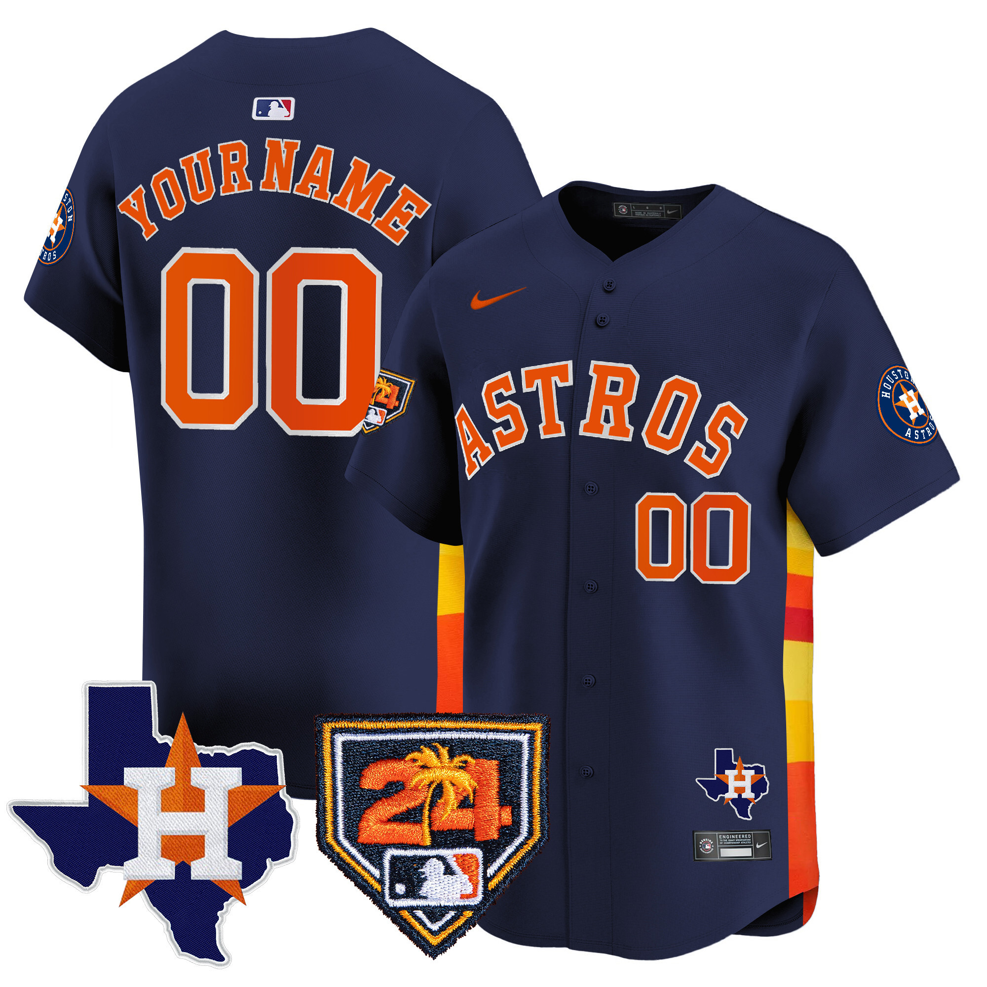 Houston Astros 2024 Spring Training & Texas Patch Vapor Premier Limited Custom Jersey - All Stitched
