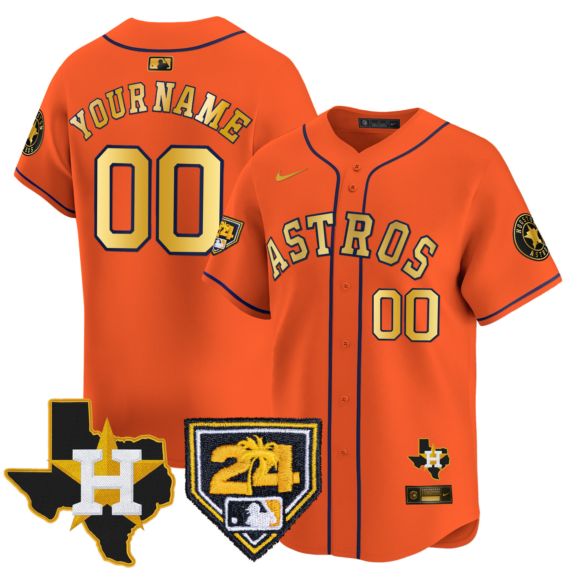 Houston Astros 2024 Spring Training & Texas Patch Vapor Premier Limited Custom Jersey - All Stitched