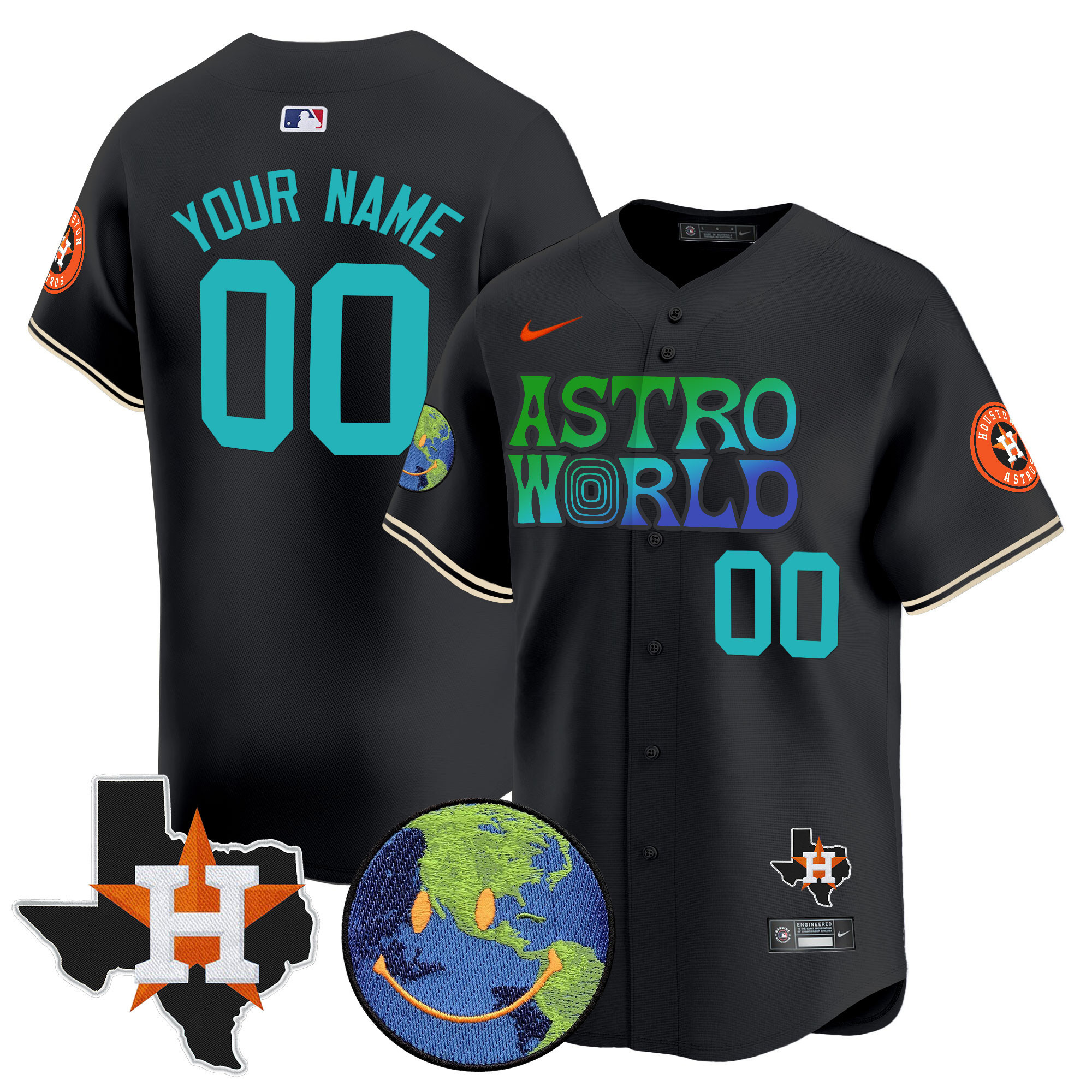 Houston Astros Cactus Jack Astro World Vapor Premier Limited Custom Jersey - All Stitched