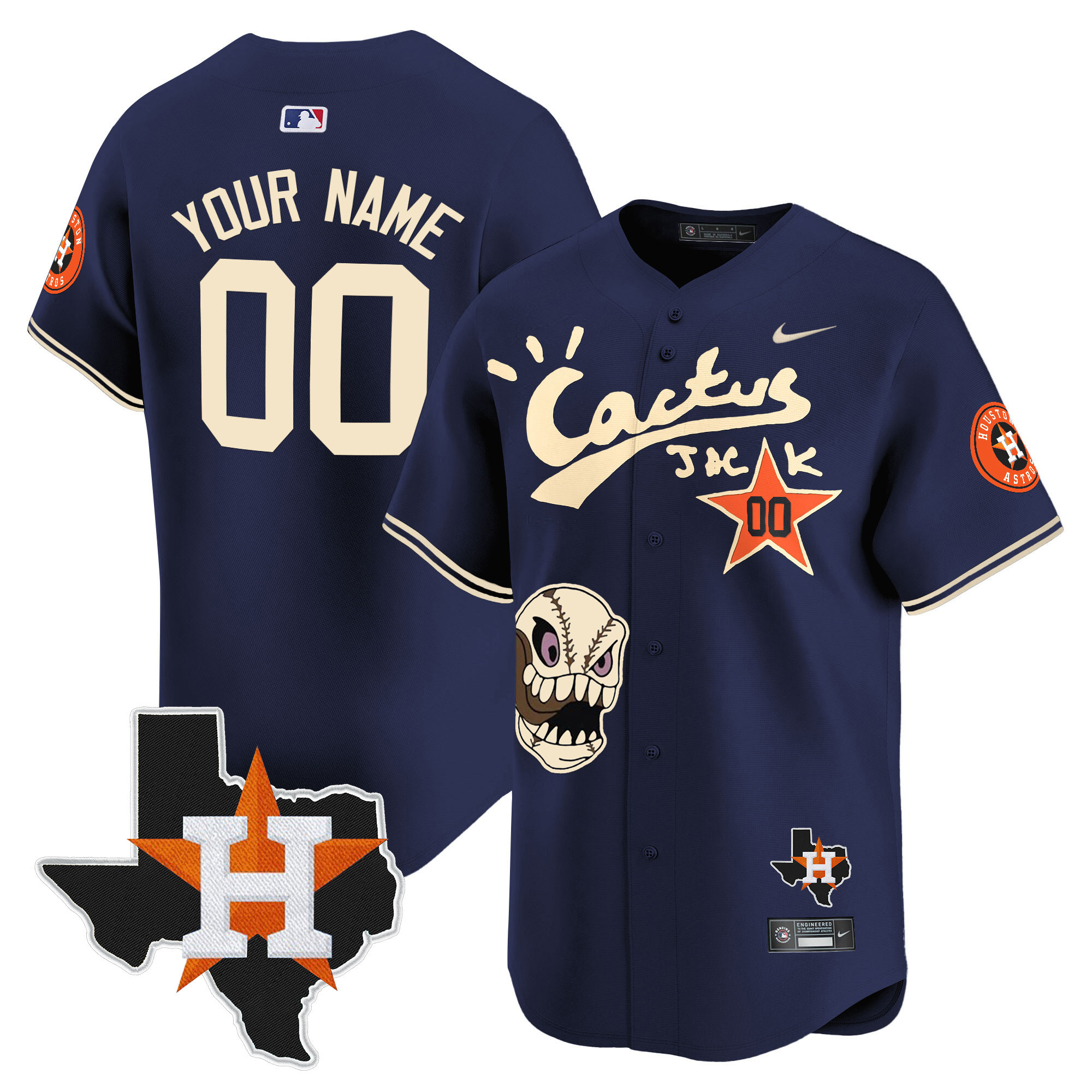 Houston Astros Cactus Jack Patch Vapor Premier Limited Custom Jersey - All Stitched