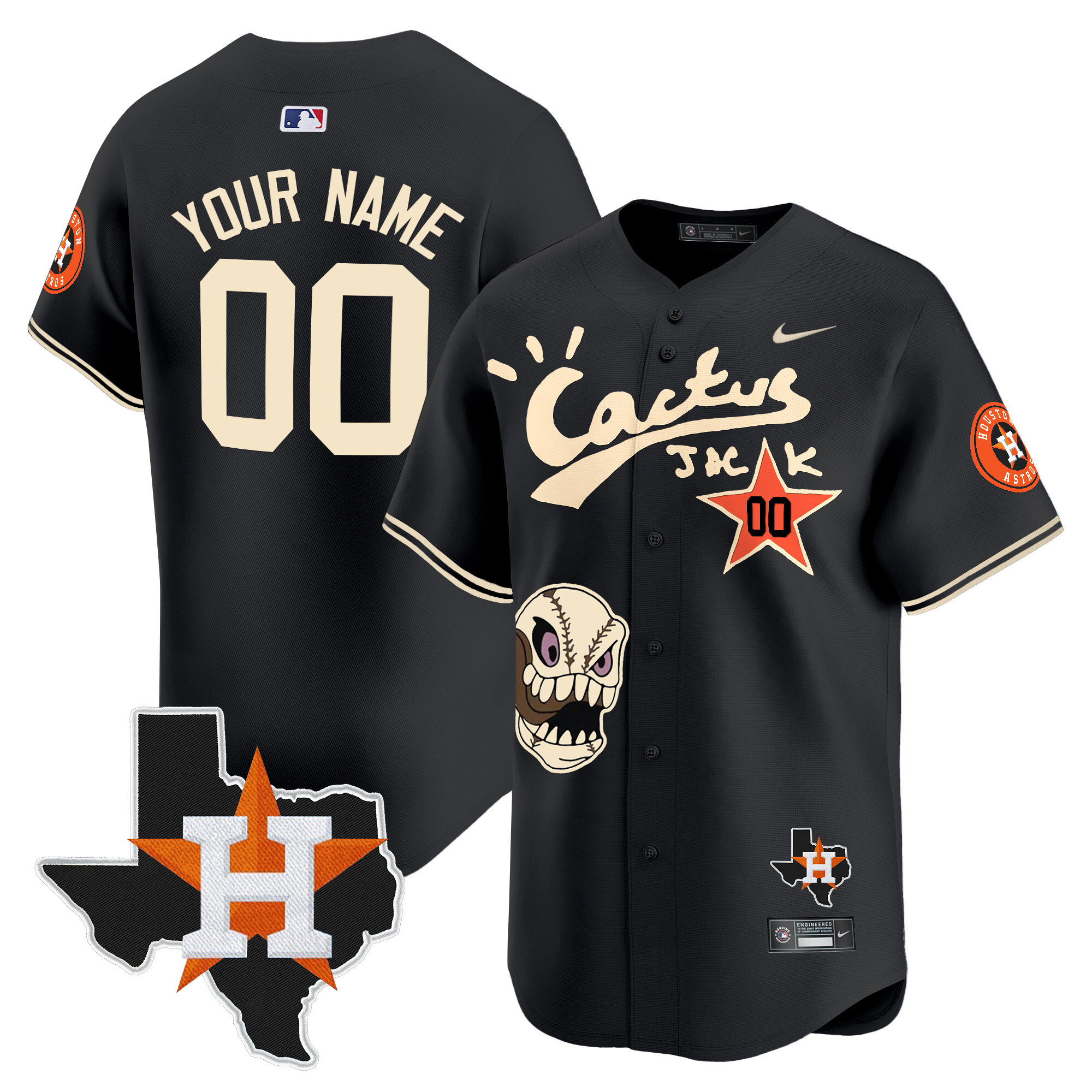 Houston Astros Cactus Jack Patch Vapor Premier Limited Custom Jersey - All Stitched