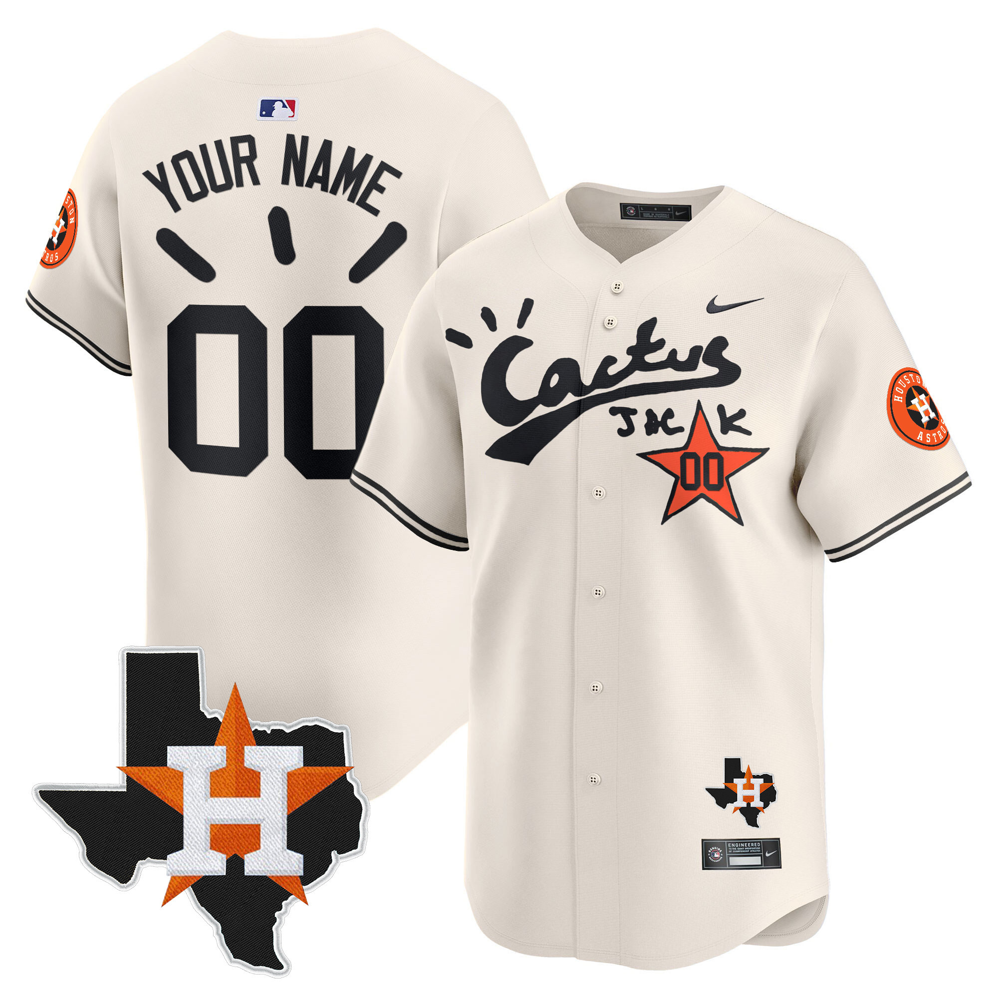 Houston Astros Cactus Jack Patch Vapor Premier Limited Custom Jersey V10 - Stitched
