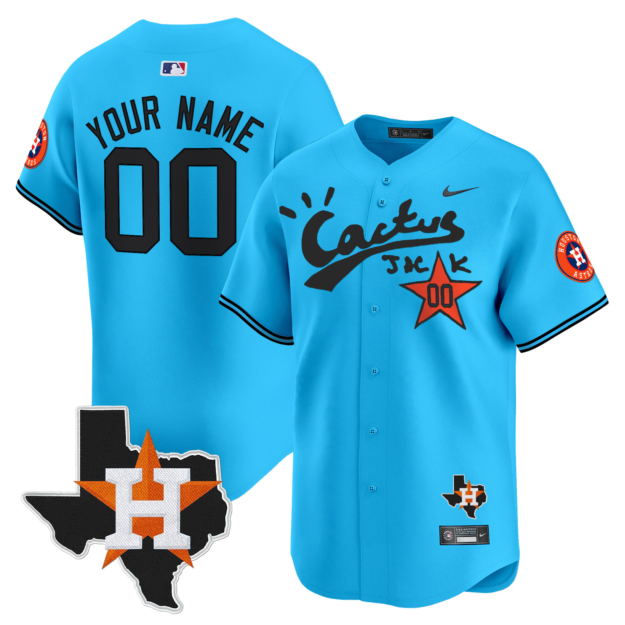 Houston Astros Cactus Jack Patch Vapor Premier Limited Custom Jersey V11 - Stitched