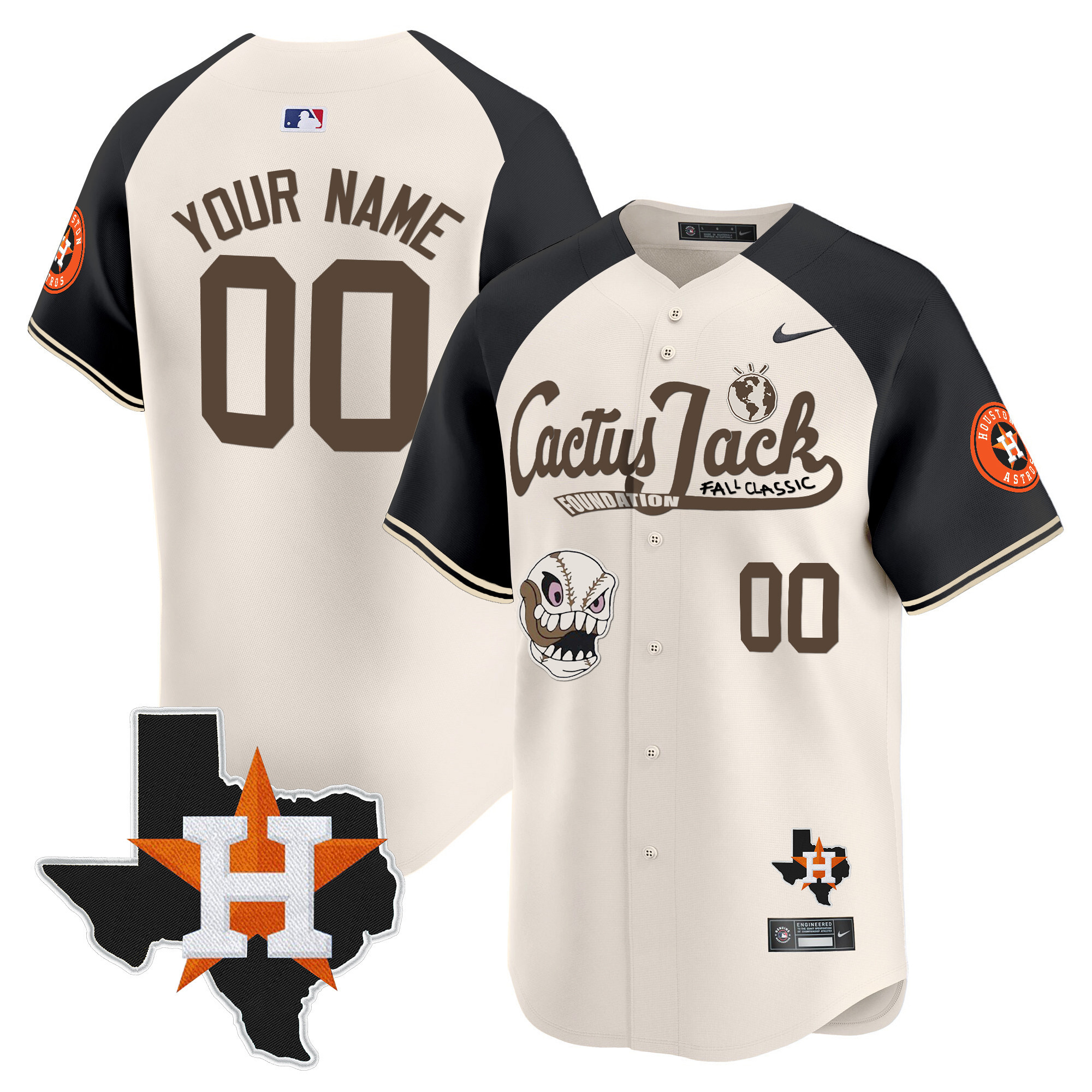 Houston Astros Cactus Jack Patch Vapor Premier Limited Custom Jersey V8 - Stitched