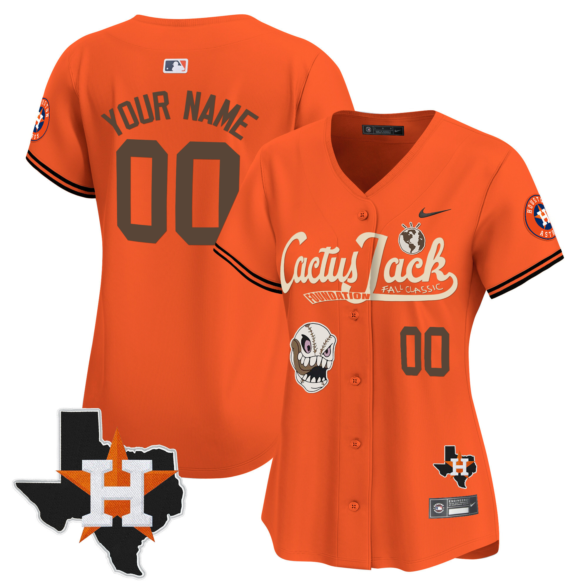 Houston Astros Cactus Jack Patch Vapor Premier Limited Custom Jersey V8 - Stitched