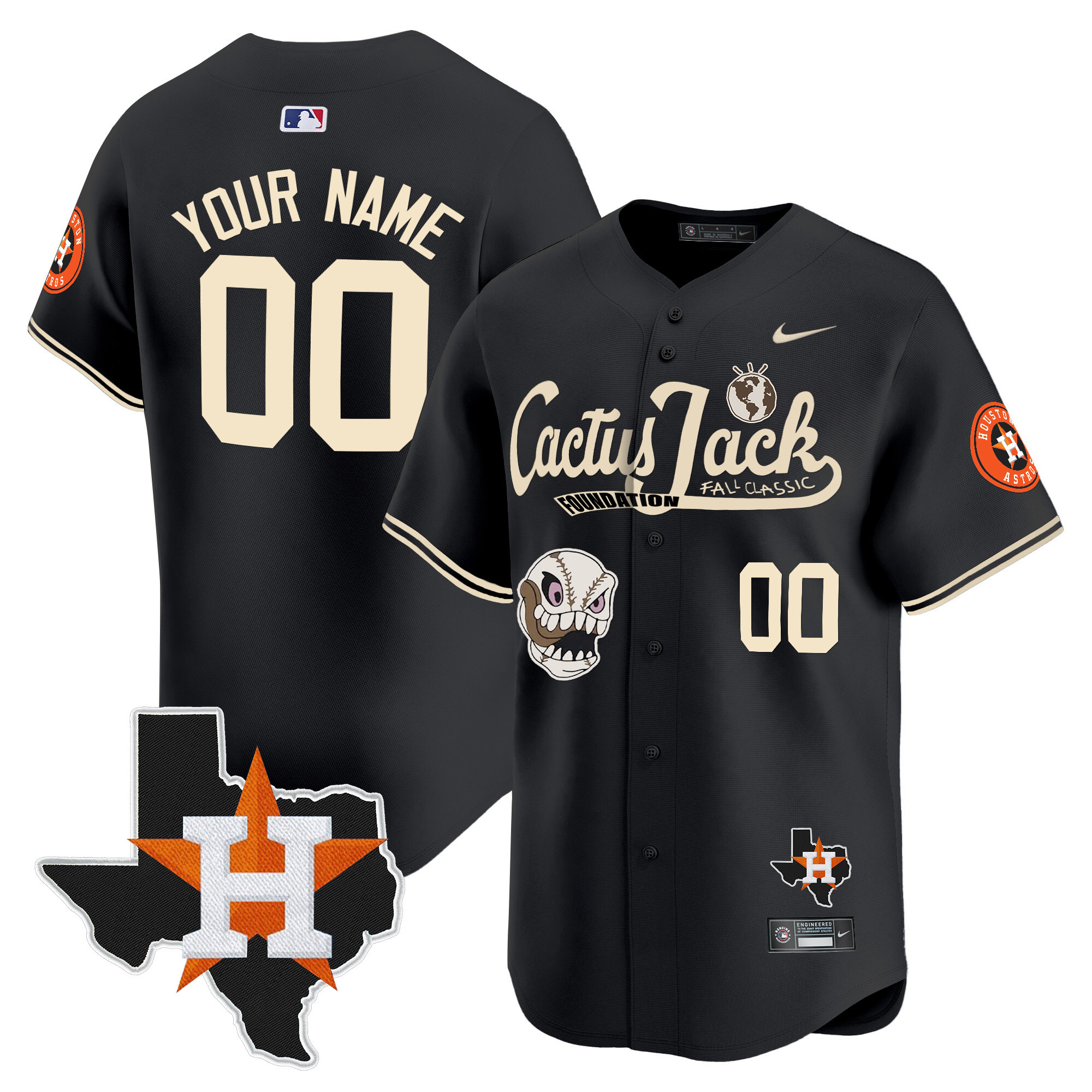 Houston Astros Cactus Jack Patch Vapor Premier Limited Custom Jersey V8 - Stitched