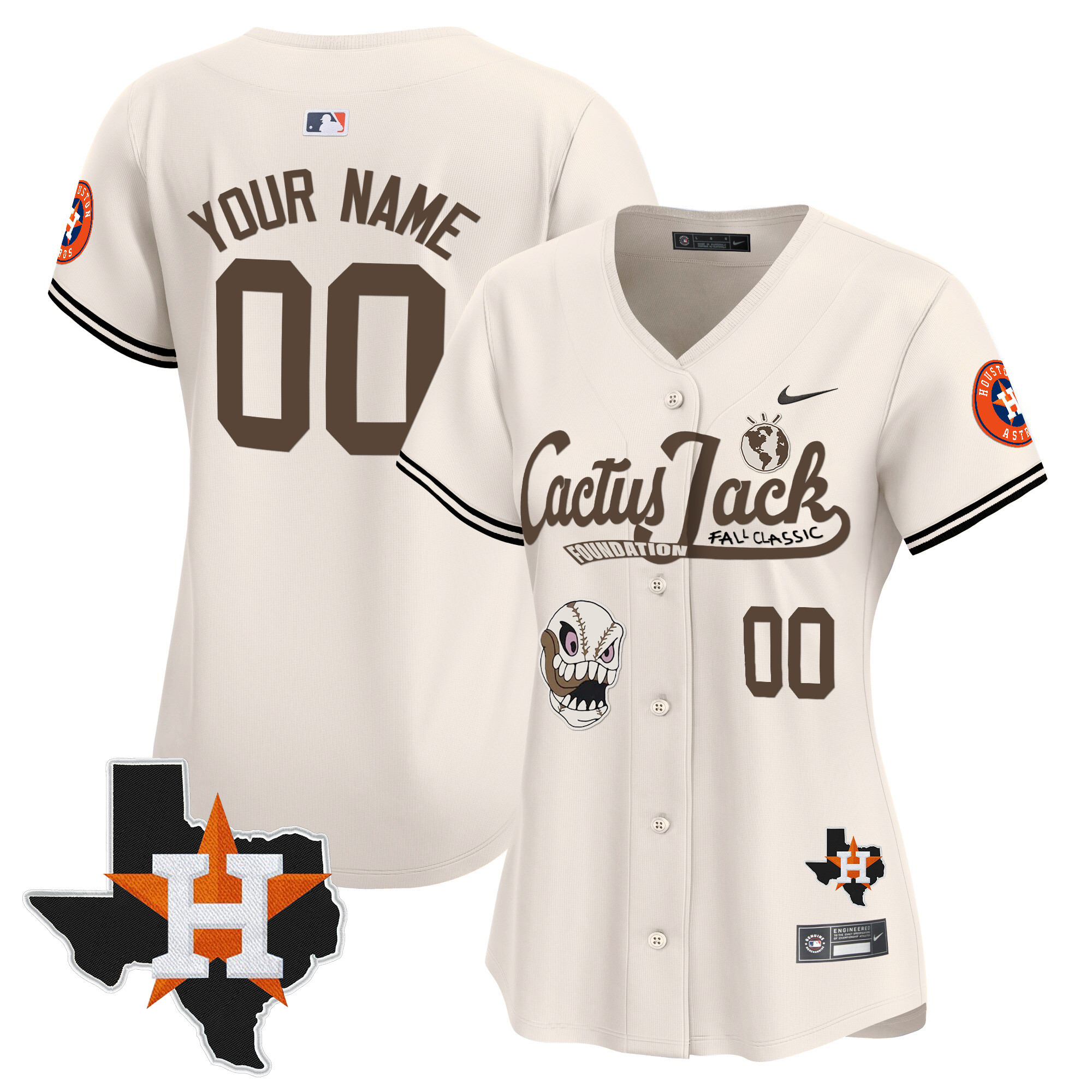 Houston Astros Cactus Jack Patch Vapor Premier Limited Custom Jersey V8 - Stitched