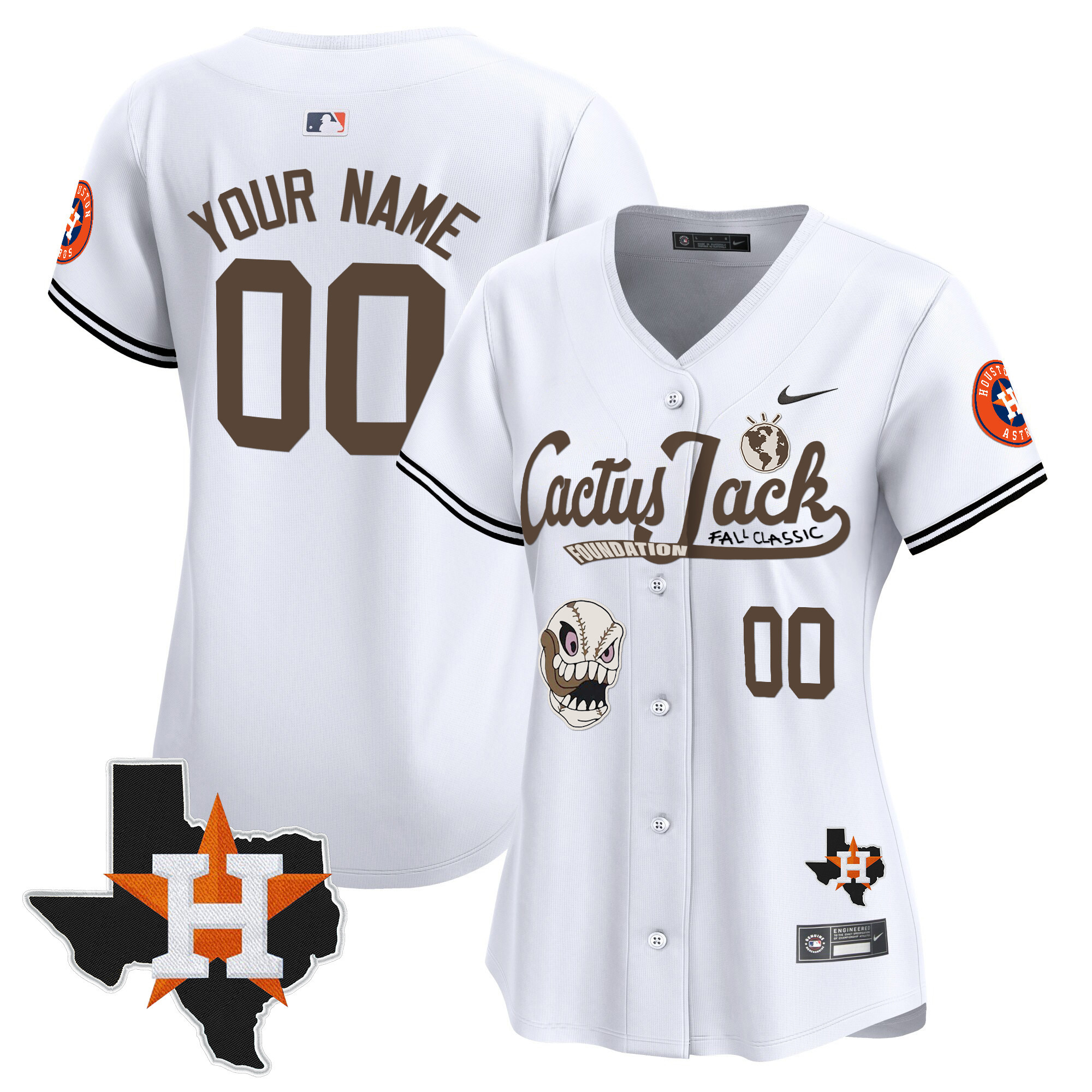 Houston Astros Cactus Jack Patch Vapor Premier Limited Custom Jersey V8 - Stitched