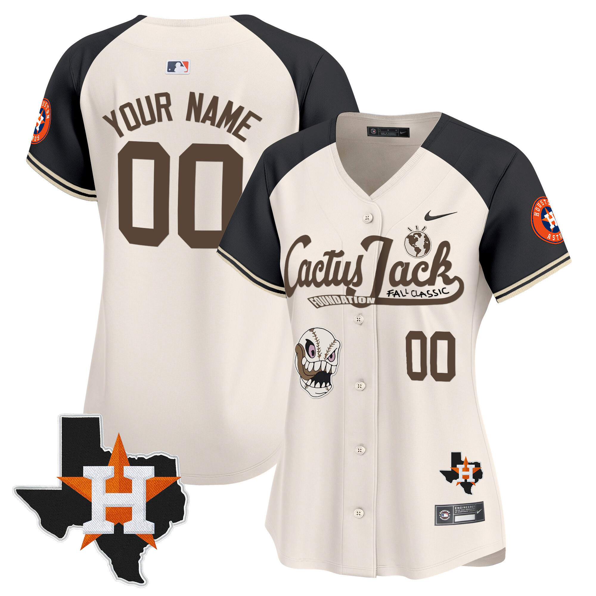 Houston Astros Cactus Jack Patch Vapor Premier Limited Custom Jersey V8 - Stitched