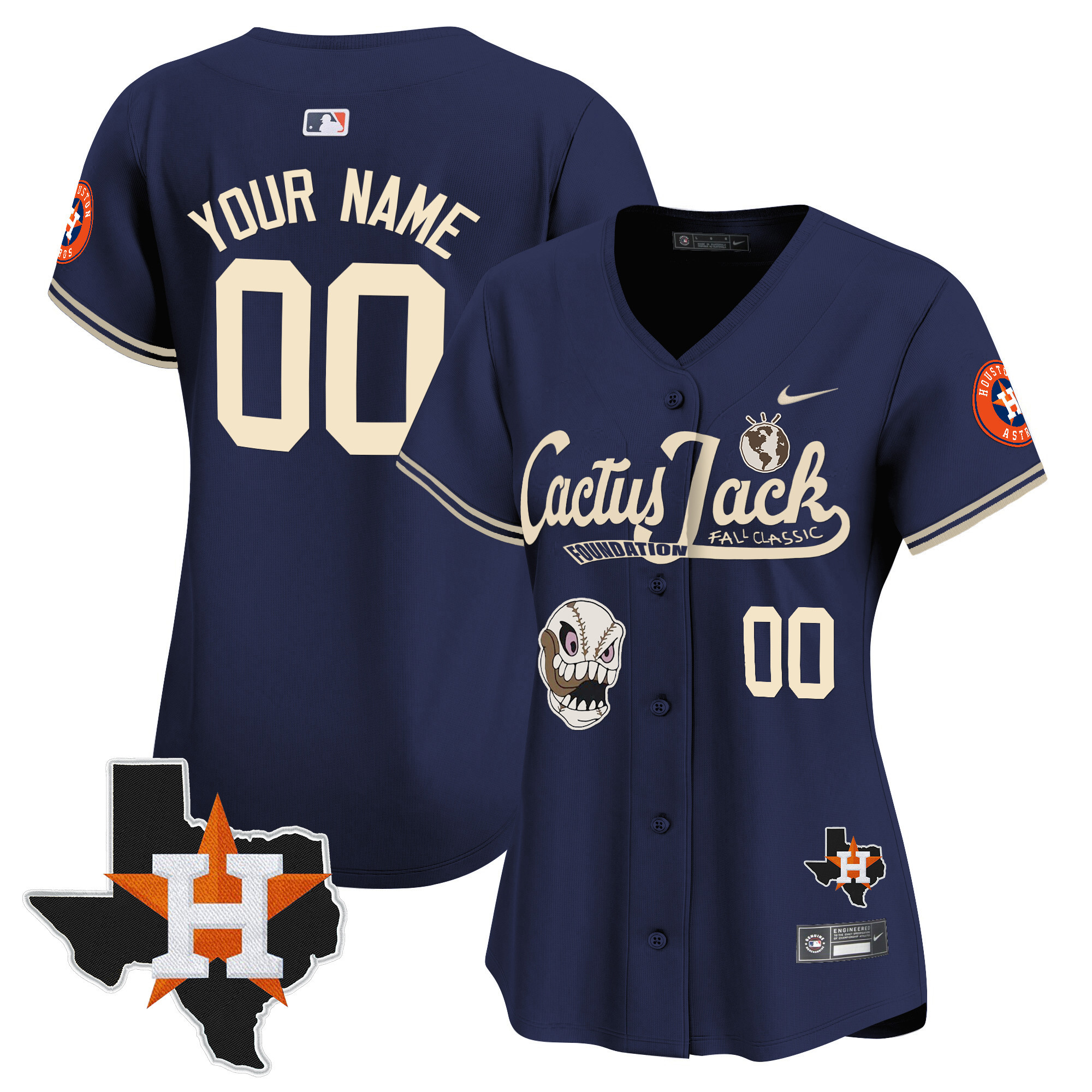 Houston Astros Cactus Jack Patch Vapor Premier Limited Custom Jersey V8 - Stitched