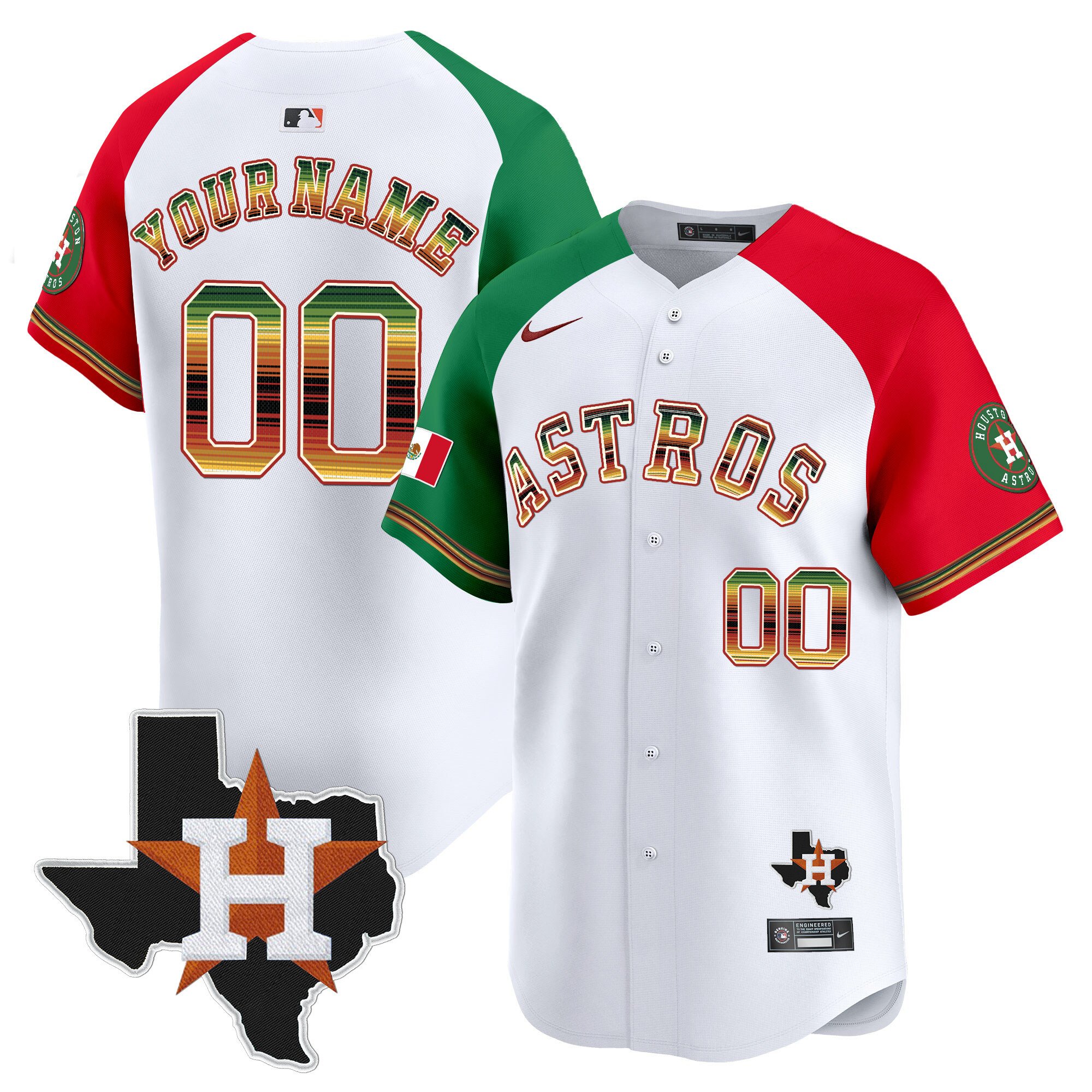 Houston Astros Mexico Traditional Style Vapor Premier Limited Custom Jersey - All Stitched