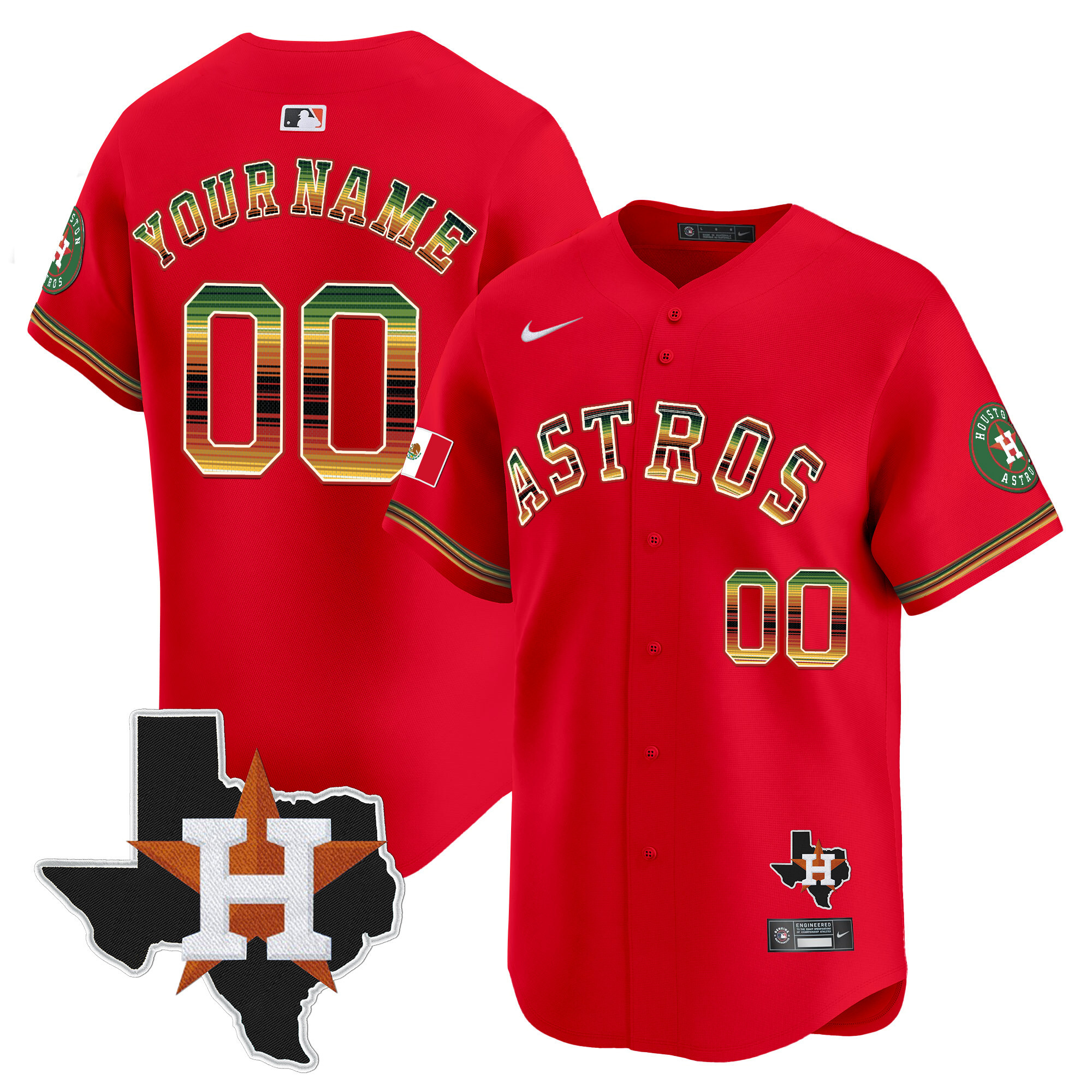 Houston Astros Mexico Traditional Style Vapor Premier Limited Custom Jersey - All Stitched