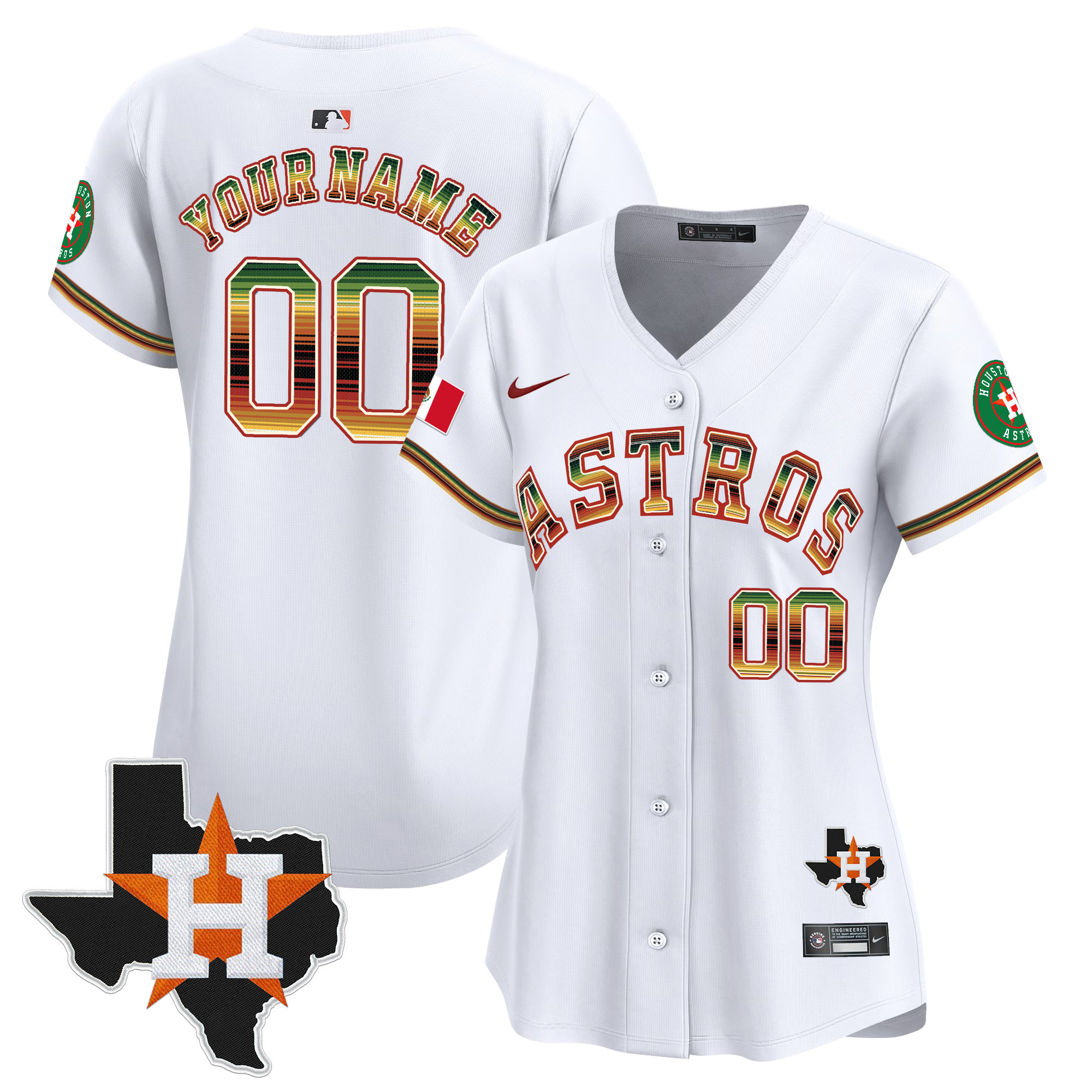 Houston Astros Mexico Traditional Style Vapor Premier Limited Custom Jersey - All Stitched