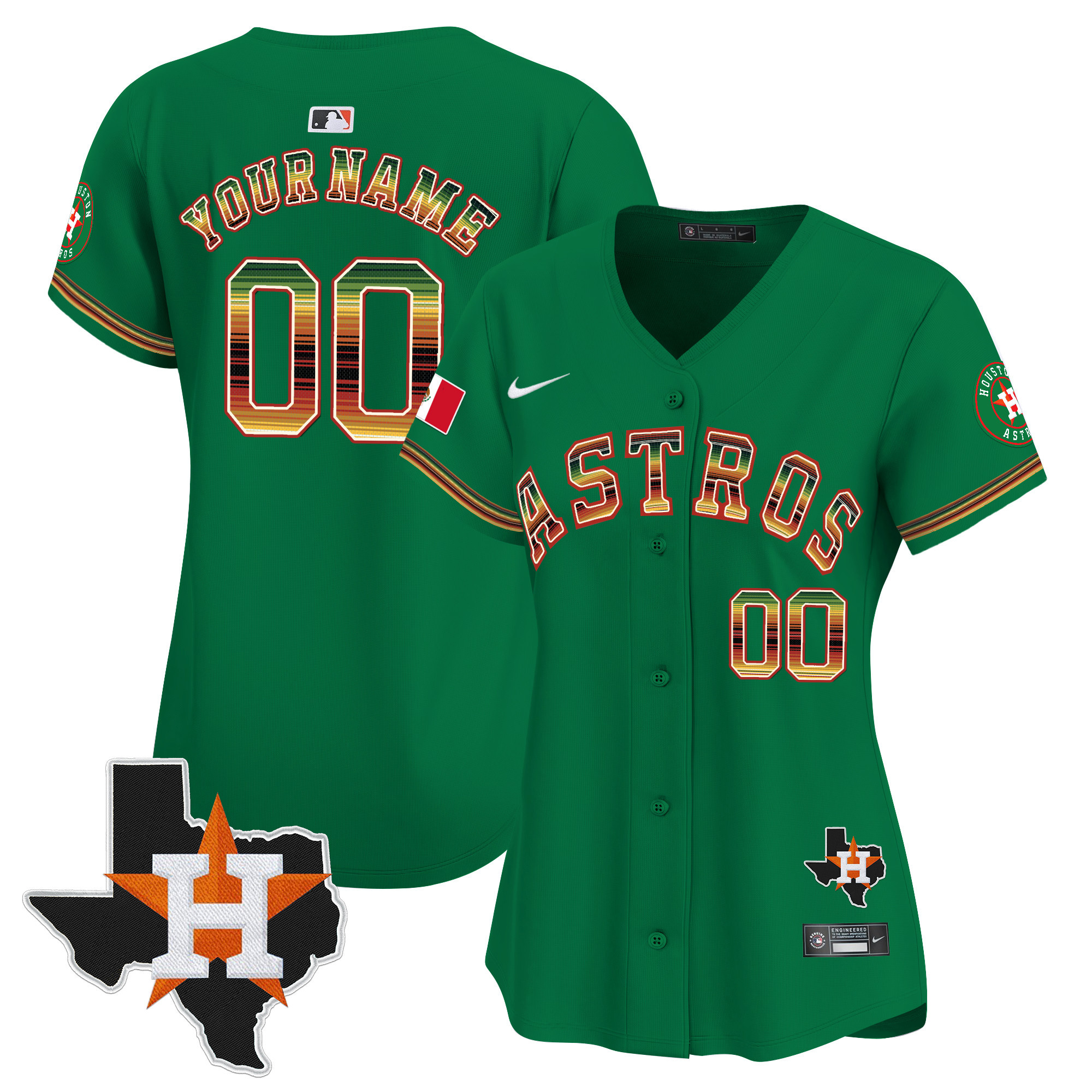 Houston Astros Mexico Traditional Style Vapor Premier Limited Custom Jersey - All Stitched