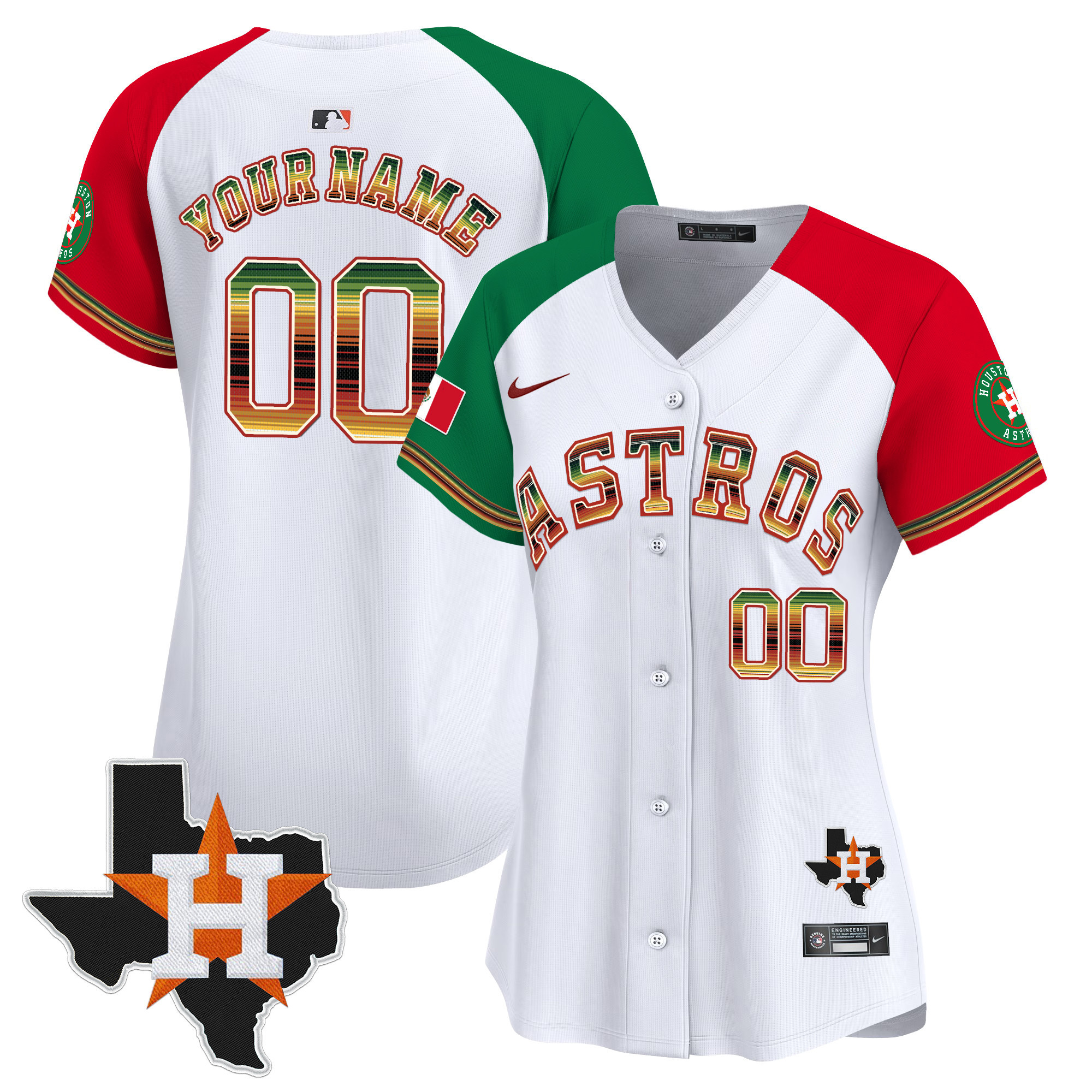 Houston Astros Mexico Traditional Style Vapor Premier Limited Custom Jersey - All Stitched