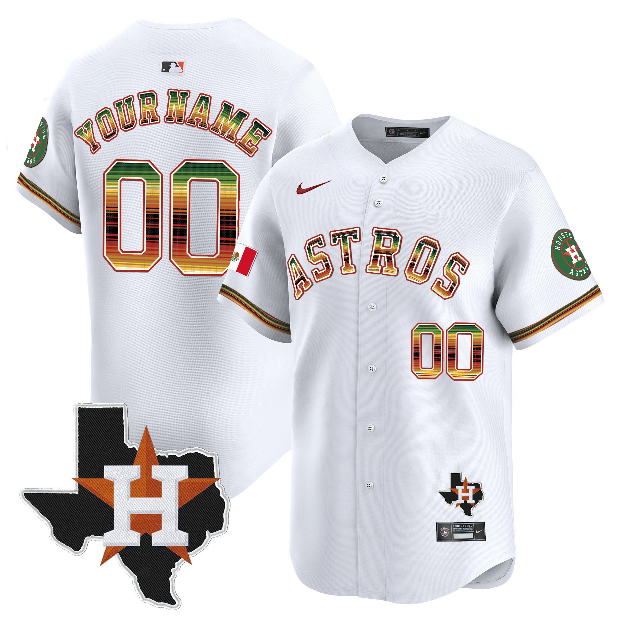 Houston Astros Mexico Traditional Style Vapor Premier Limited Custom Jersey - All Stitched