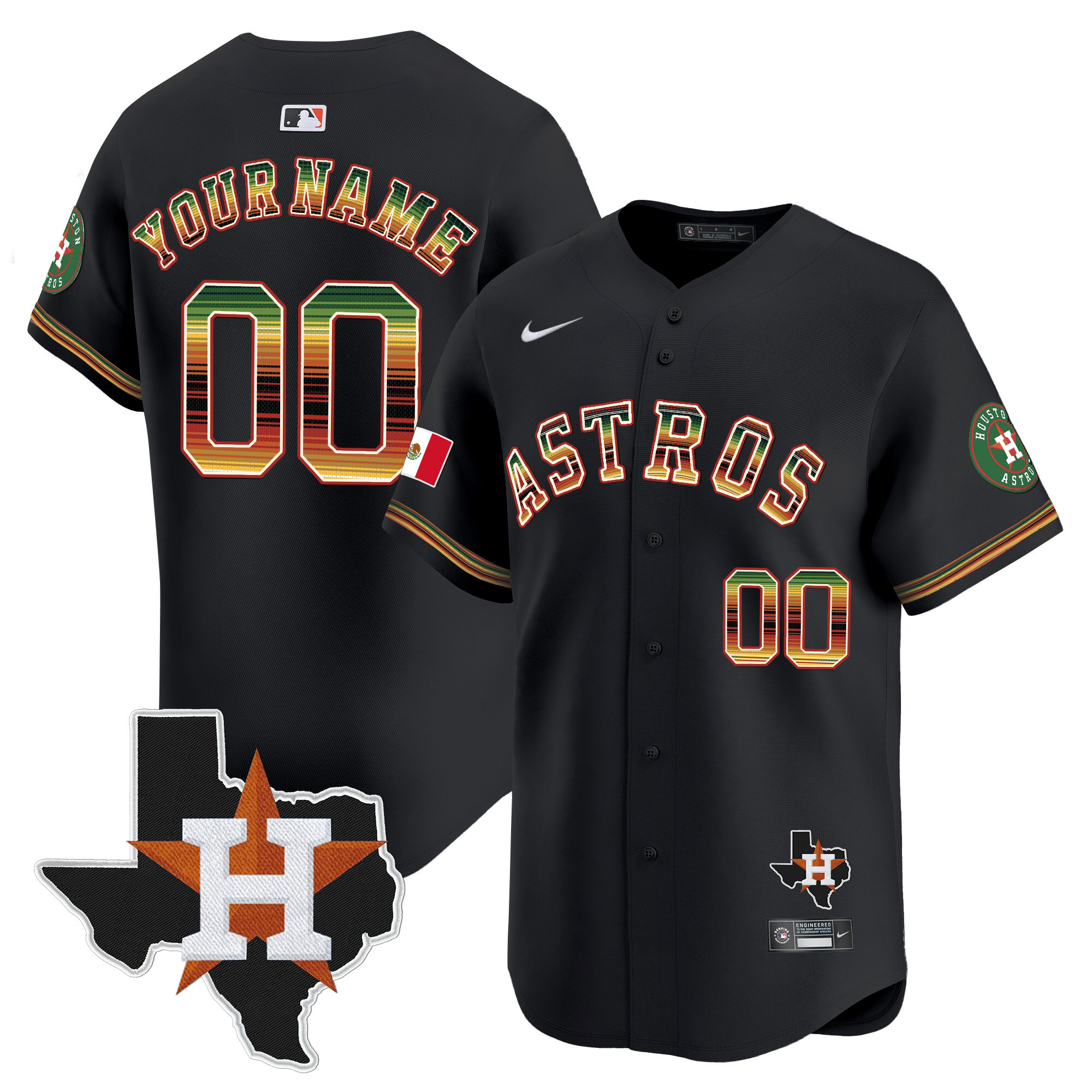 Houston Astros Mexico Traditional Style Vapor Premier Limited Custom Jersey - All Stitched