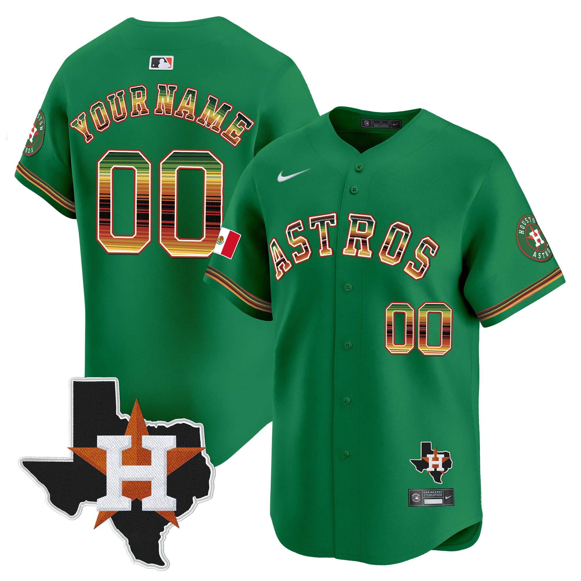 Houston Astros Mexico Traditional Style Vapor Premier Limited Custom Jersey - All Stitched