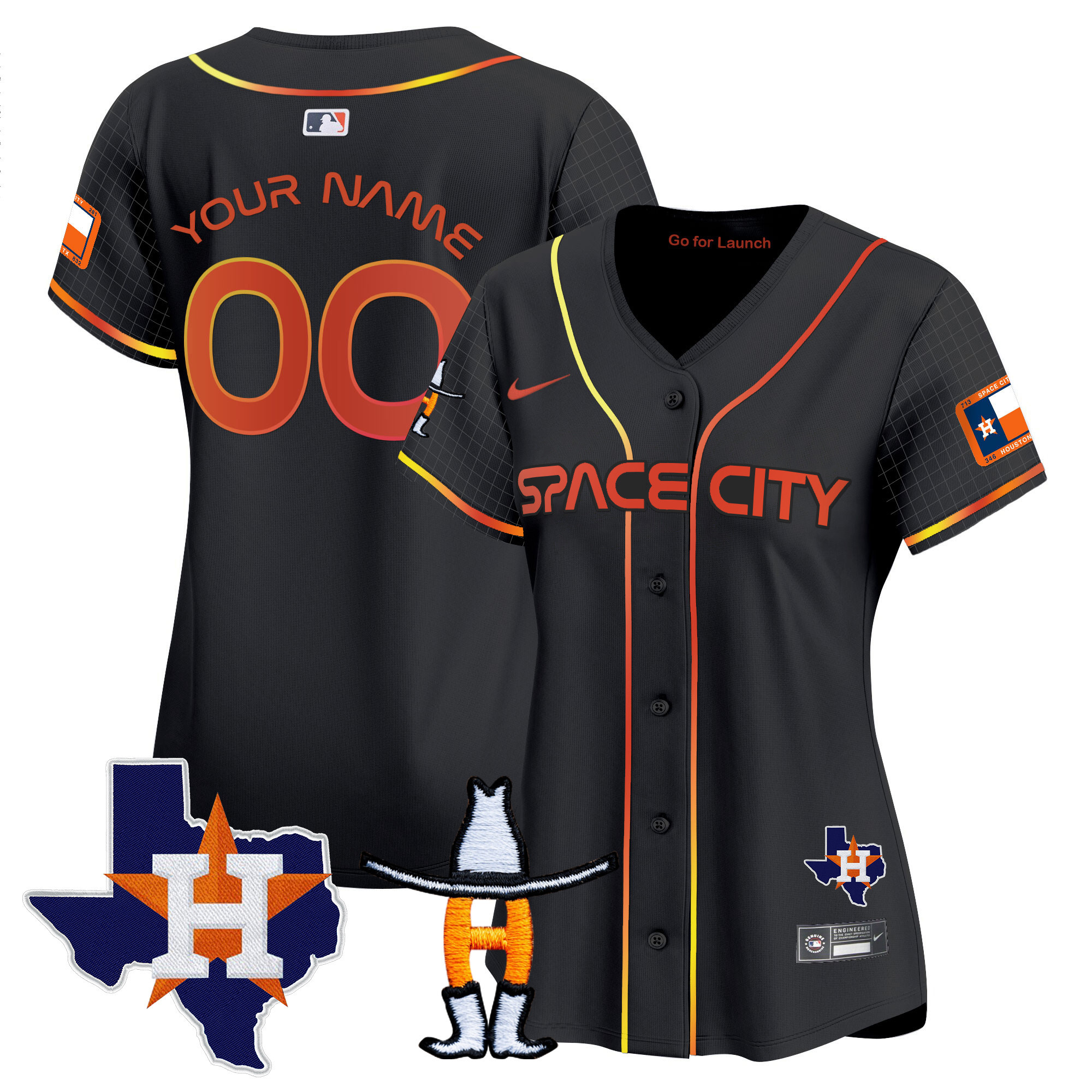 Houston Astros Space City Texas Patch Vapor Premier Limited Custom Jersey - All Stitched