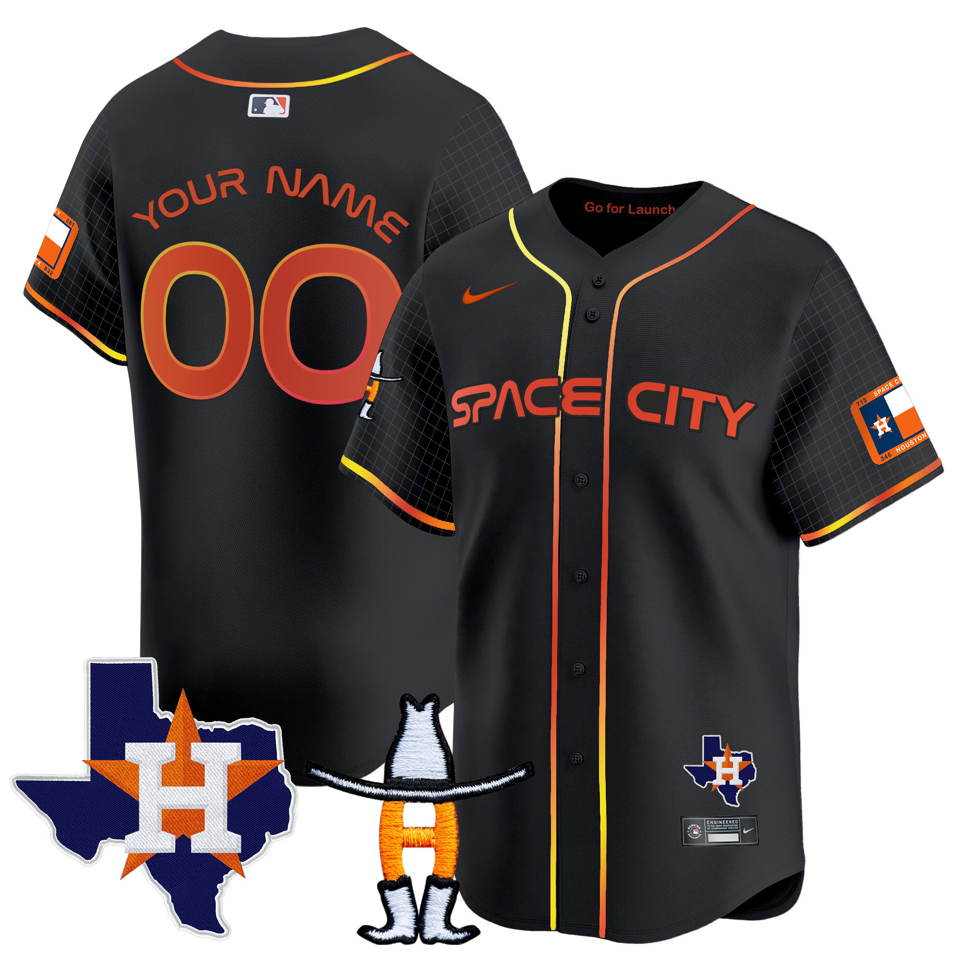 Houston Astros Space City Texas Patch Vapor Premier Limited Custom Jersey - All Stitched