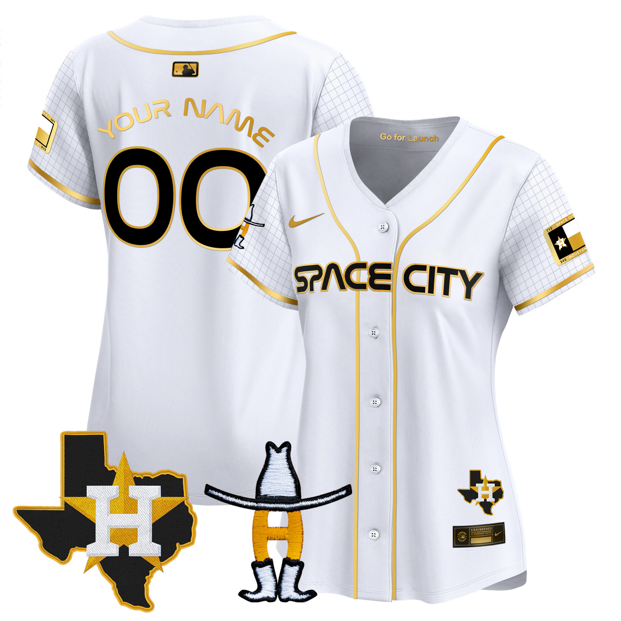 Houston Astros Space City Texas Patch Vapor Premier Limited Custom Jersey - All Stitched