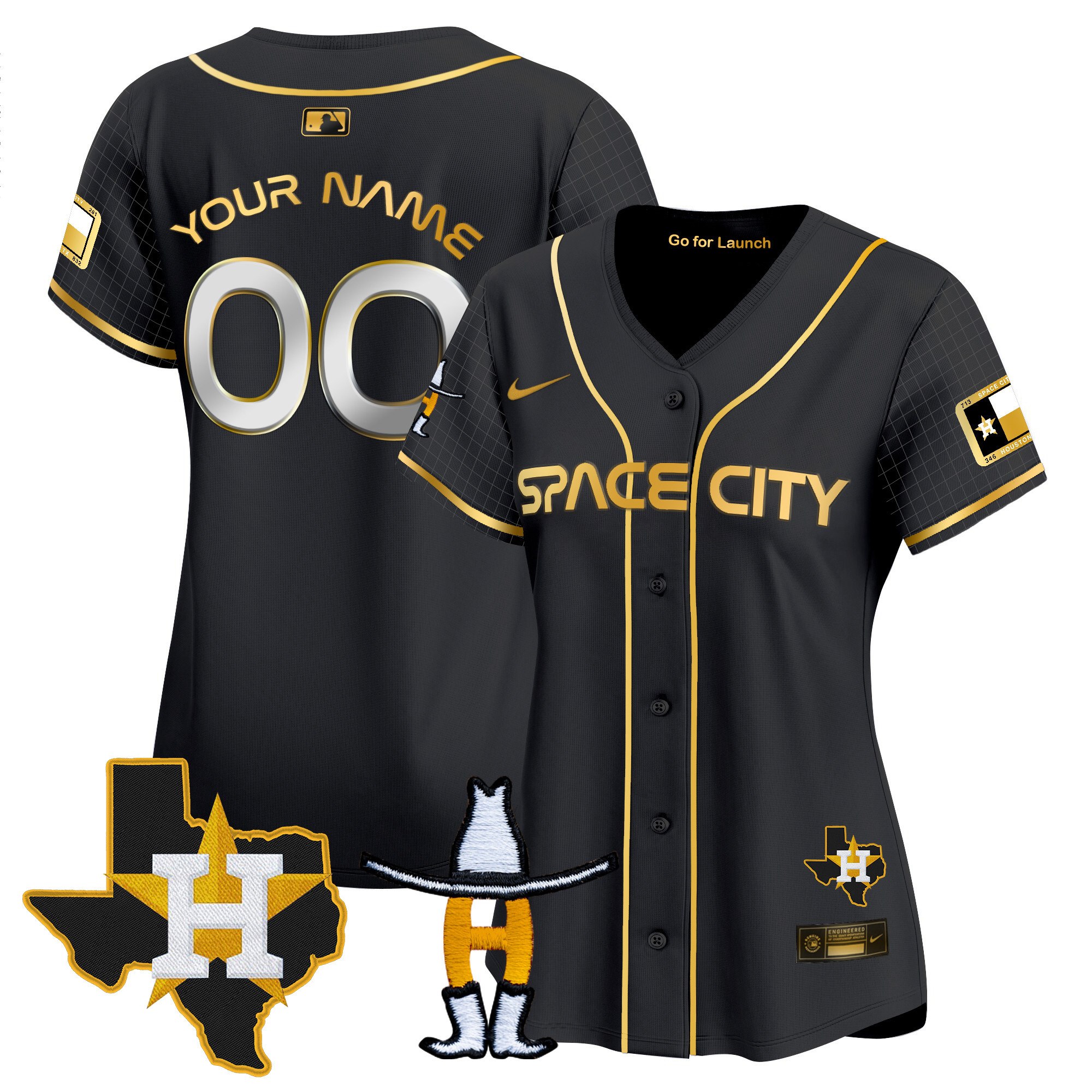 Houston Astros Space City Texas Patch Vapor Premier Limited Custom Jersey - All Stitched