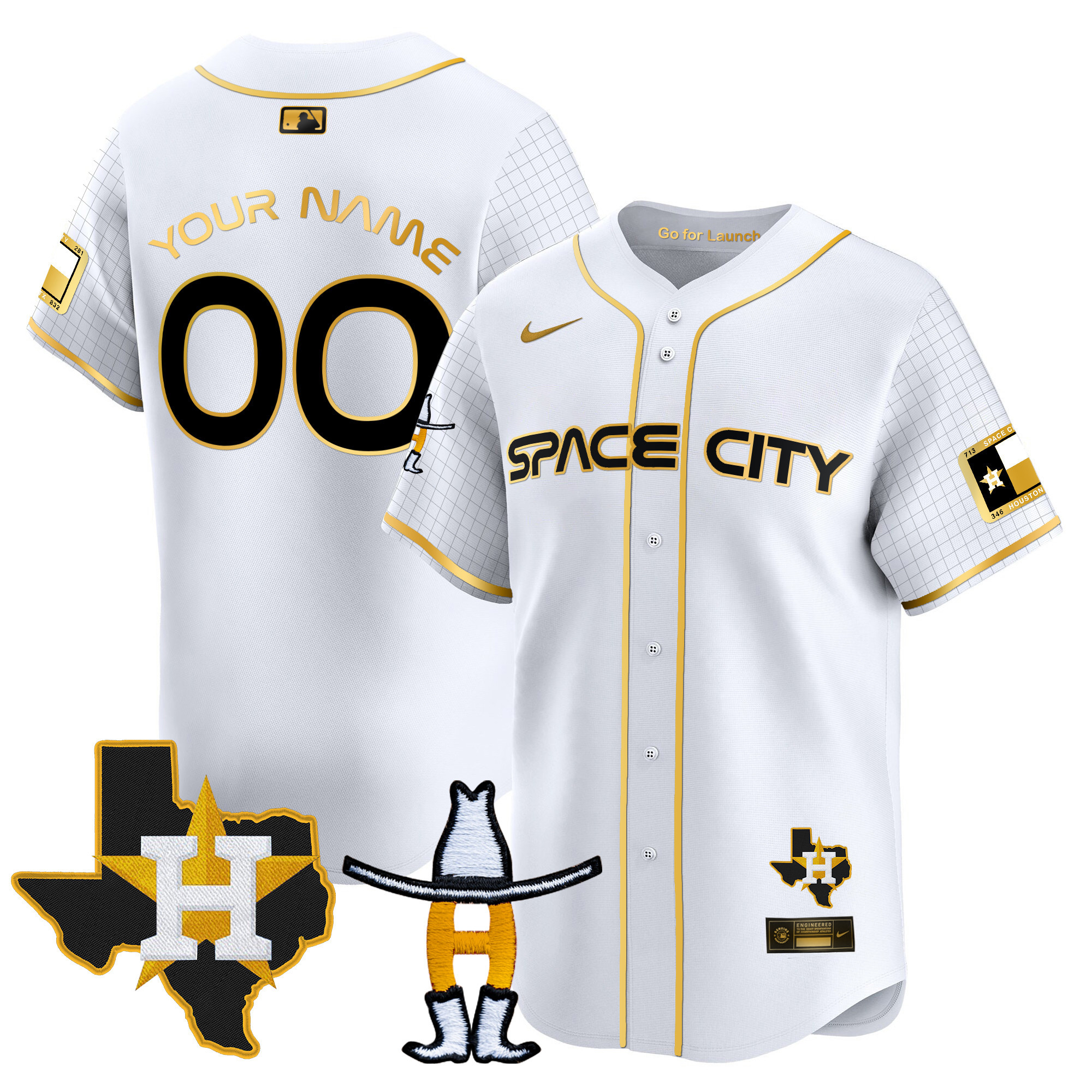 Houston Astros Space City Texas Patch Vapor Premier Limited Custom Jersey - All Stitched